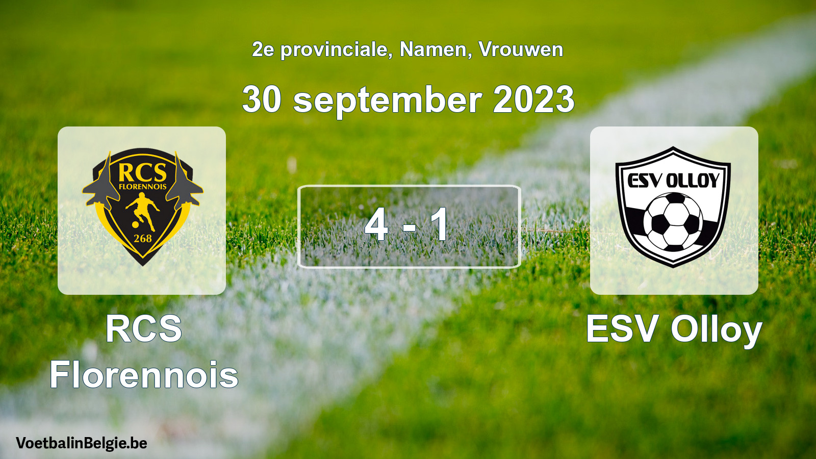 Gespeelde wedstrijd vrouwenvoetbal: RCS Florennois - ESV Olloy 4 - 1 (30 september 2023)