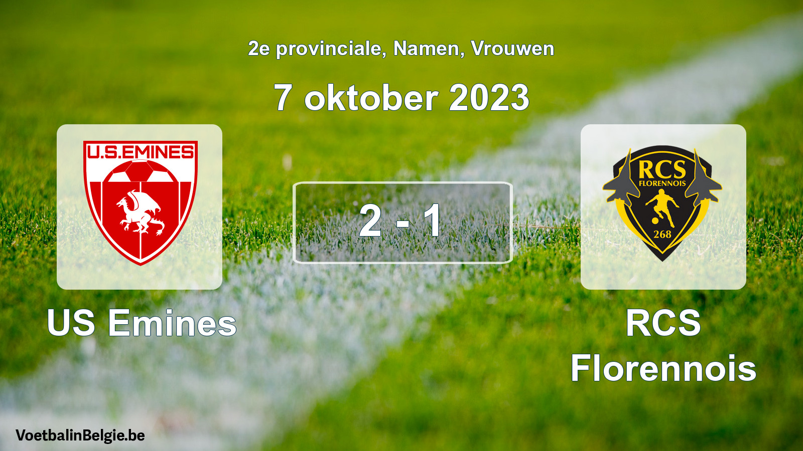 Gespeelde wedstrijd vrouwenvoetbal: US Emines - RCS Florennois 2 - 1 (7 oktober 2023)