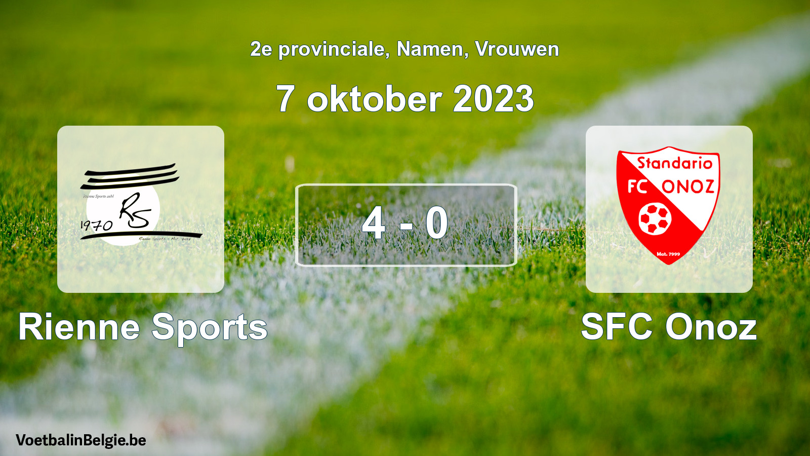 Gespeelde wedstrijd vrouwenvoetbal: Rienne Sports - SFC Onoz 4 - 0 (7 oktober 2023)