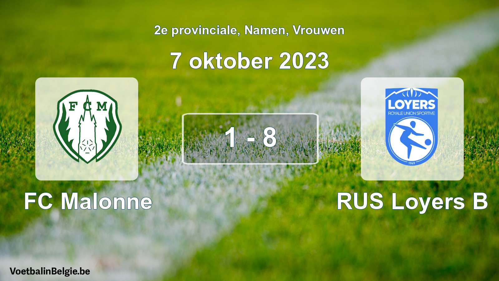Gespeelde wedstrijd vrouwenvoetbal: FC Malonne - RUS Loyers B 1 - 8 (7 oktober 2023)