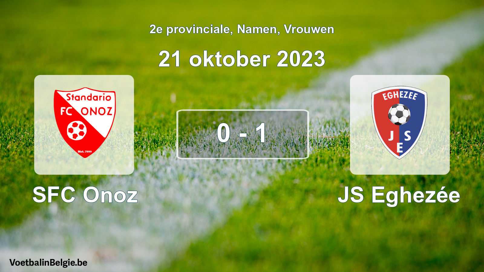 Gespeelde wedstrijd vrouwenvoetbal: SFC Onoz - JS Eghezée 0 - 1 (21 oktober 2023)