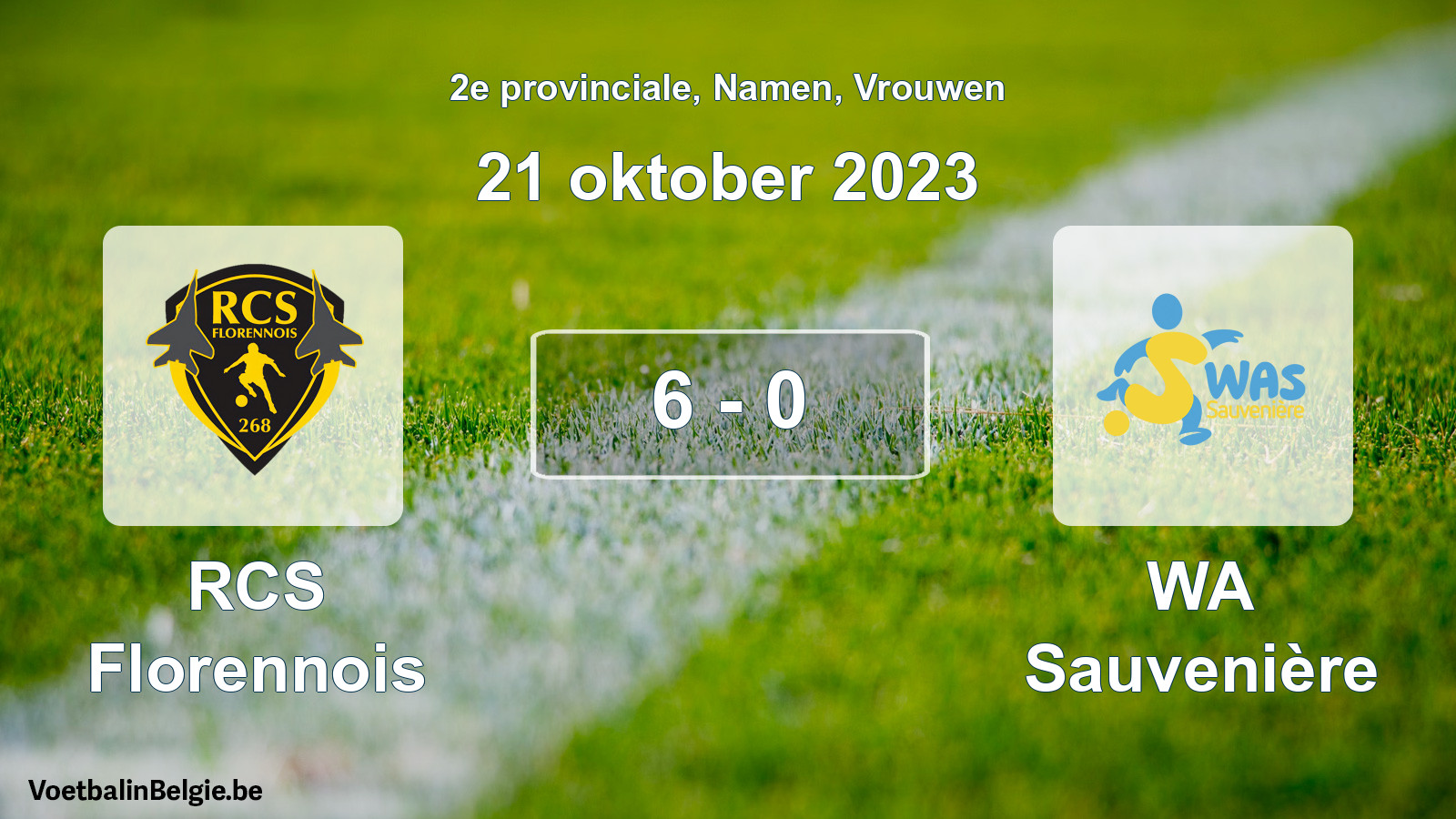 Gespeelde wedstrijd vrouwenvoetbal: RCS Florennois - WA Sauvenière 6 - 0 (21 oktober 2023)