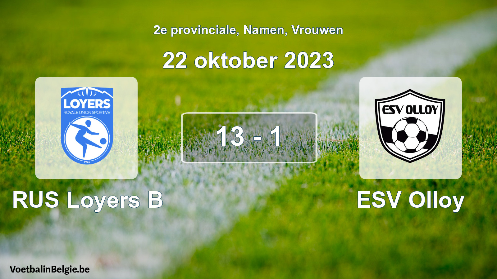 Gespeelde wedstrijd vrouwenvoetbal: RUS Loyers B - ESV Olloy 13 - 1 (22 oktober 2023)
