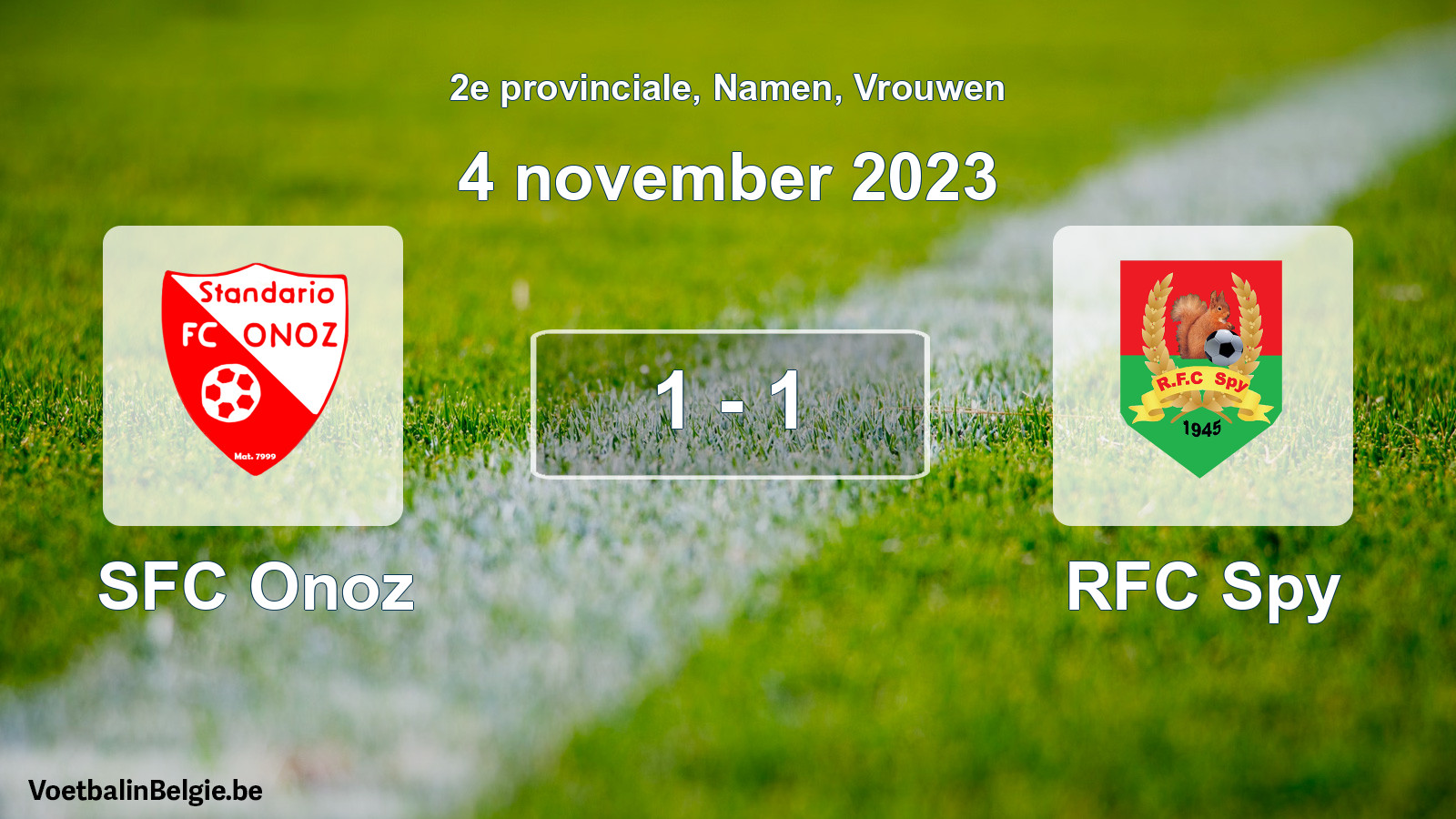 Played match women football: SFC Onoz - RFC Spy 1 - 1 (4 November 2023)