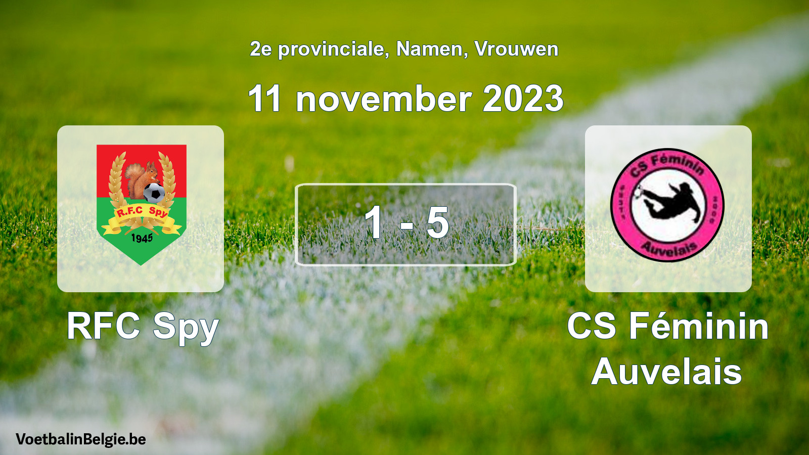 Gespeelde wedstrijd vrouwenvoetbal: RFC Spy - CS Féminin Auvelais 1 - 5 (11 november 2023)