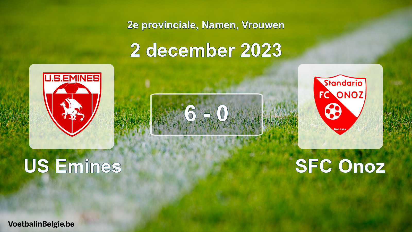 Gespeelde wedstrijd vrouwenvoetbal: US Emines - SFC Onoz 6 - 0 (2 december 2023)