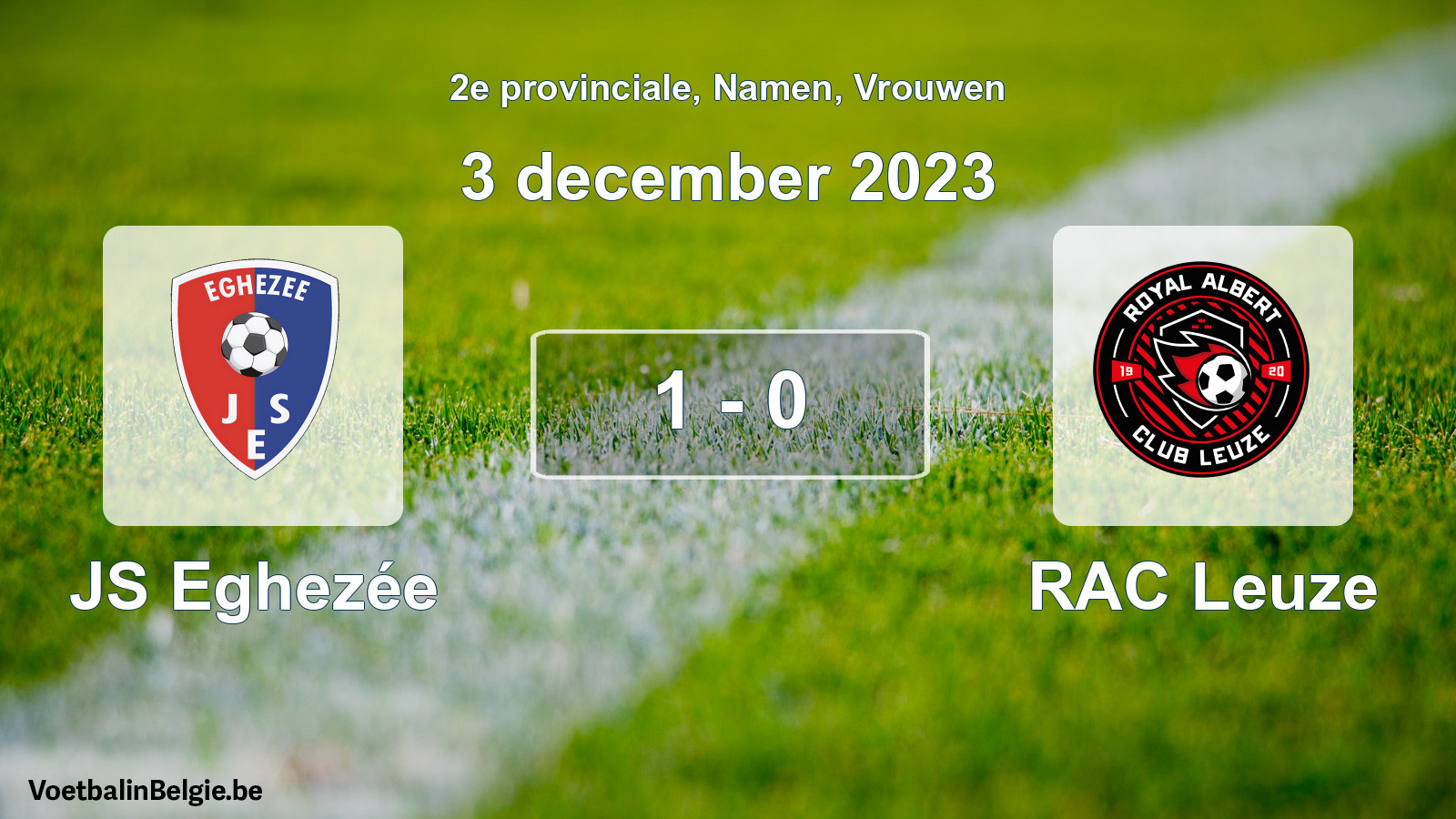 Gespeelde wedstrijd vrouwenvoetbal: JS Eghezée - RAC Leuze 1 - 0 (3 december 2023)