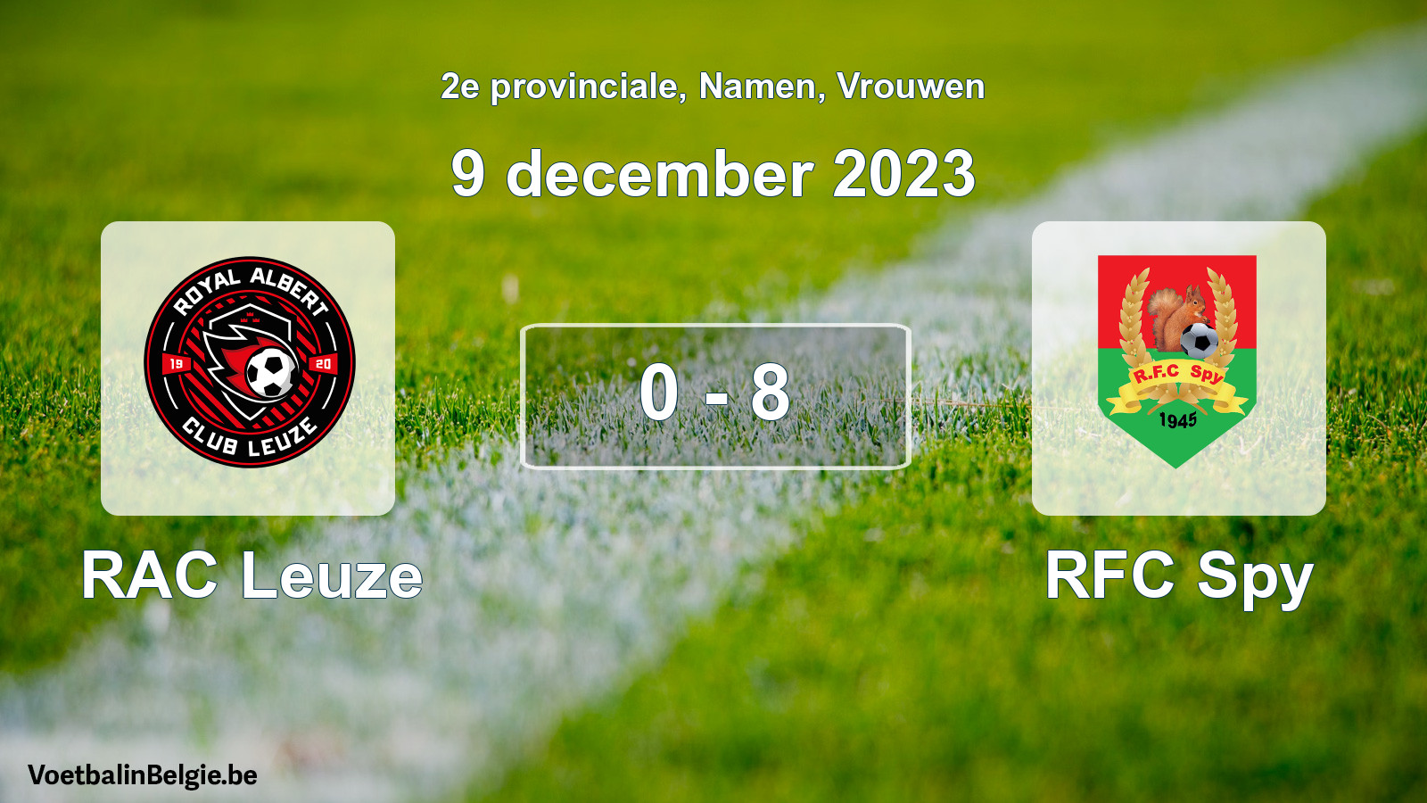 Gespeelde wedstrijd vrouwenvoetbal: RAC Leuze - RFC Spy 0 - 8 (9 december 2023)