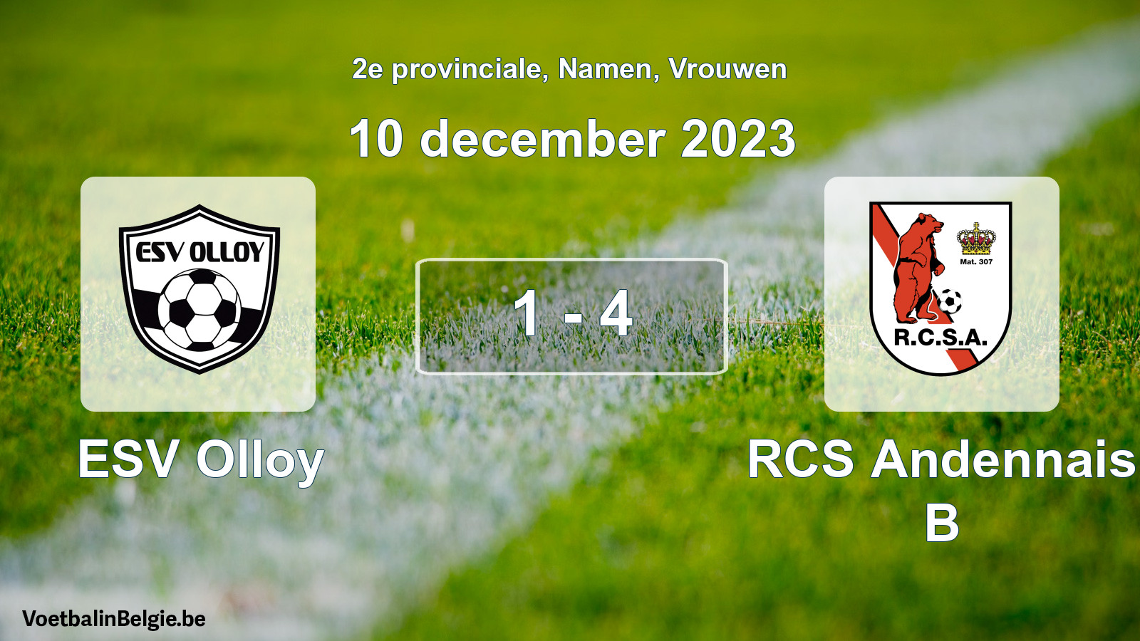 Gespeelde wedstrijd vrouwenvoetbal: ESV Olloy - RCS Andennais B 1 - 4 (10 december 2023)