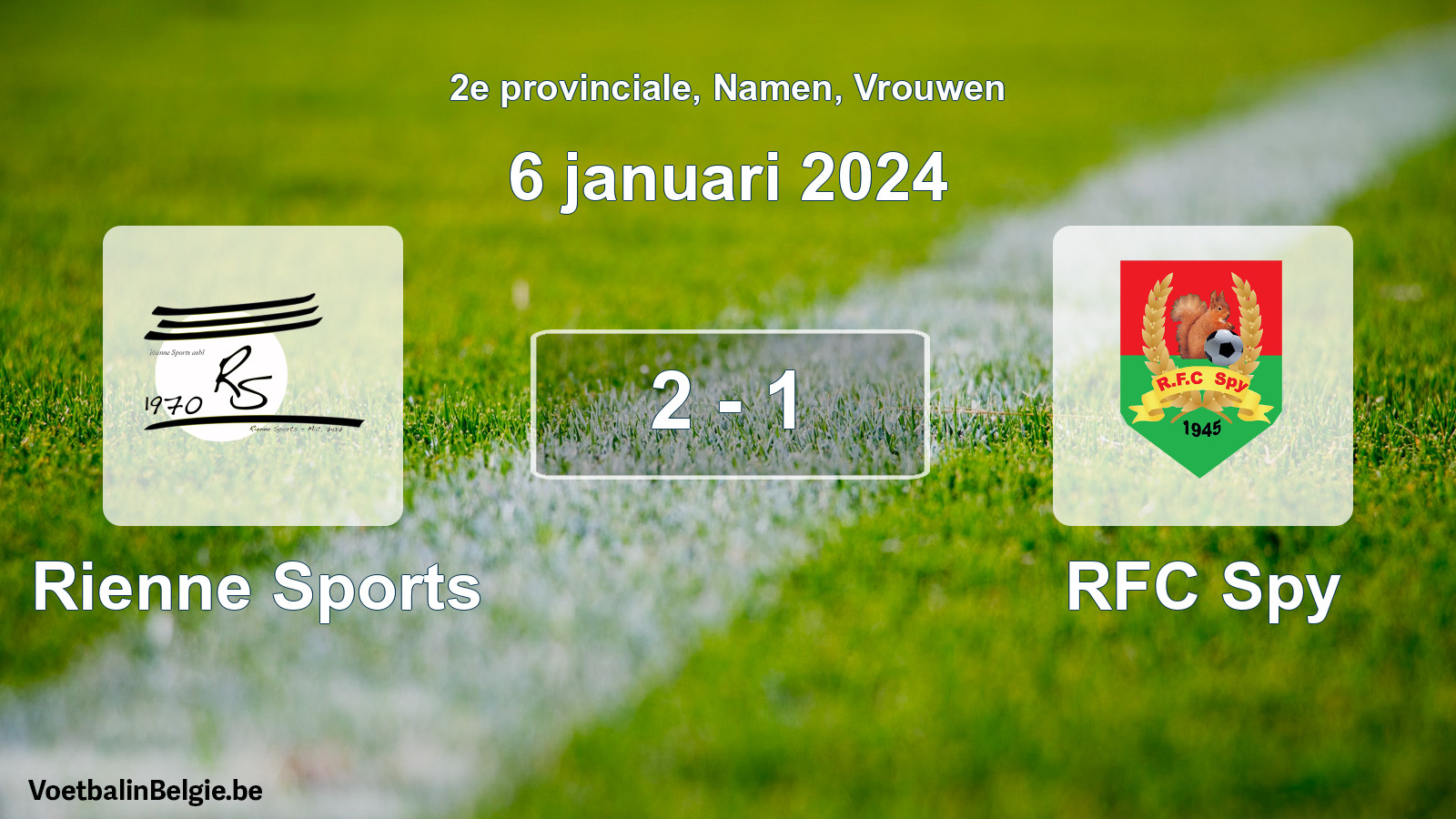 Gespeelde wedstrijd vrouwenvoetbal: Rienne Sports - RFC Spy 2 - 1 (6 januari 2024)