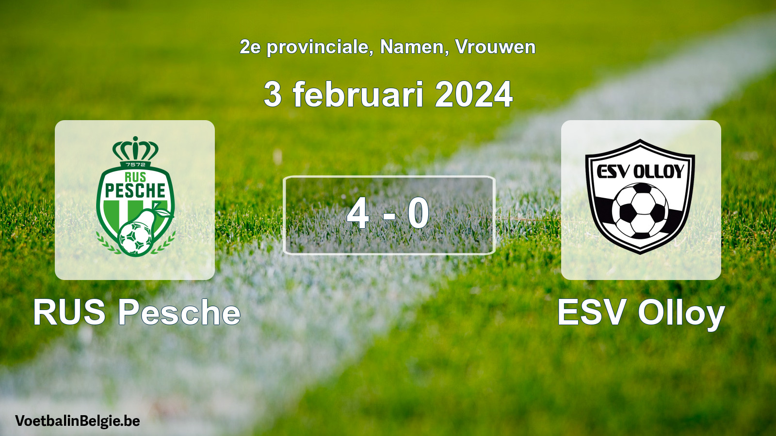 Gespeelde wedstrijd vrouwenvoetbal: RUS Pesche - ESV Olloy 4 - 0 (3 februari 2024)