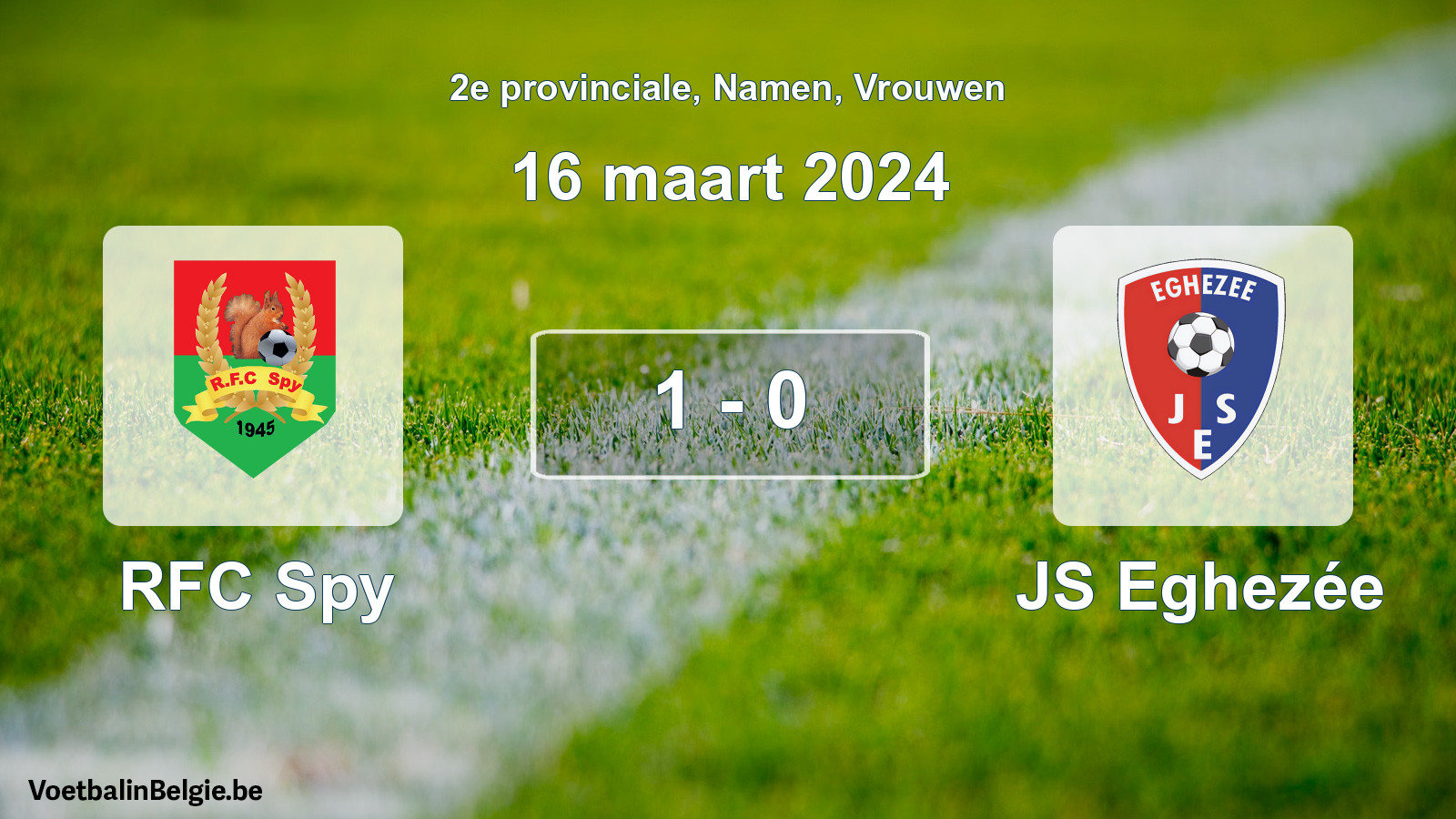 Gespeelde wedstrijd vrouwenvoetbal: RFC Spy - JS Eghezée 1 - 0 (16 maart 2024)
