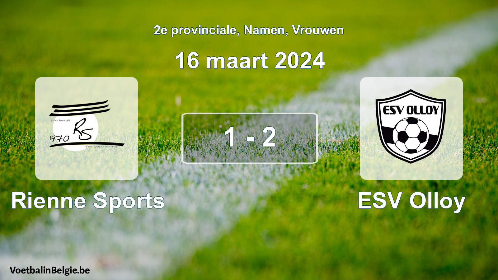 Gespeelde wedstrijd vrouwenvoetbal: Rienne Sports - ESV Olloy 1 - 2 (16 maart 2024)