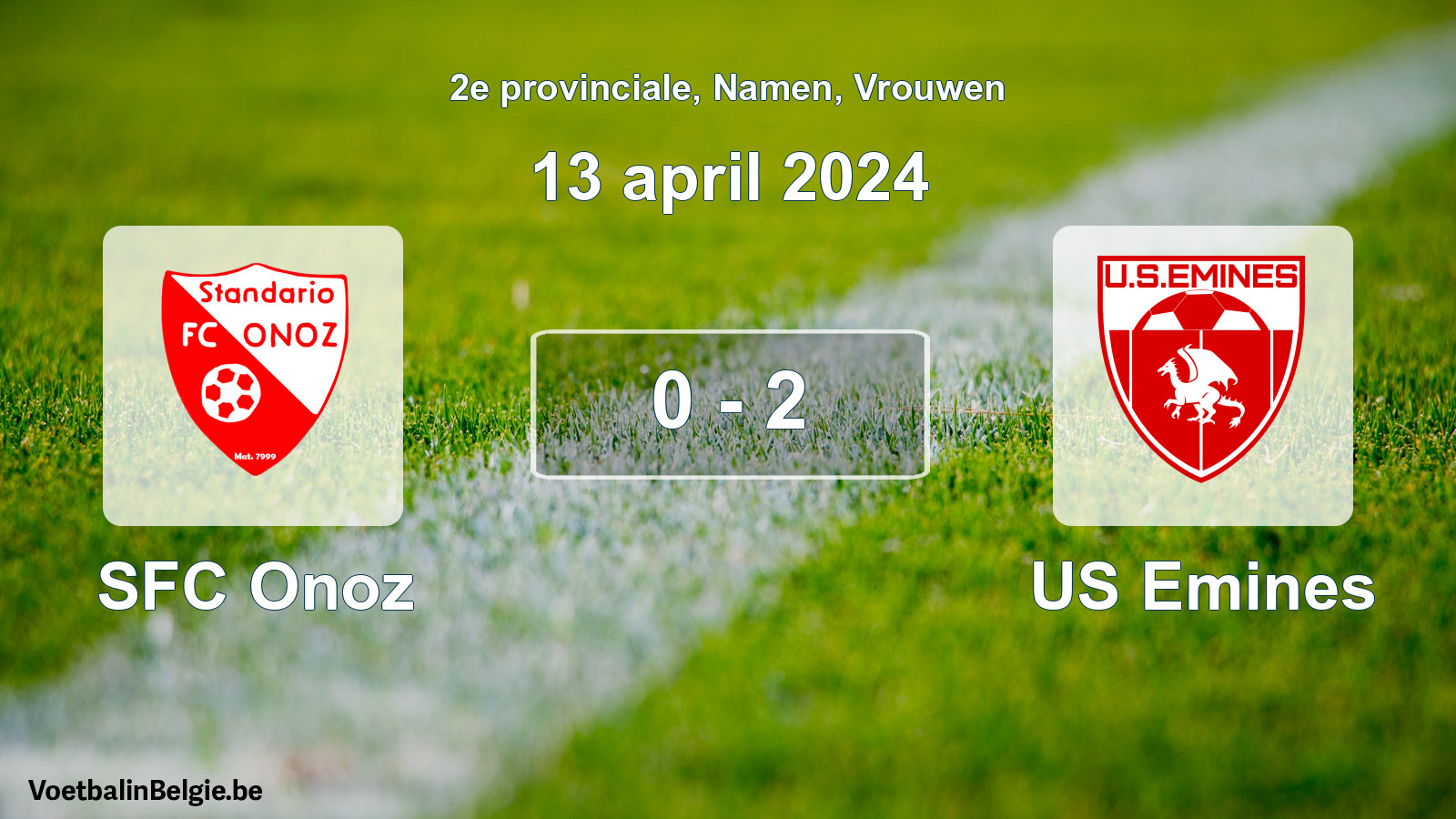 Gespeelde wedstrijd vrouwenvoetbal: SFC Onoz - US Emines 0 - 2 (13 april 2024)