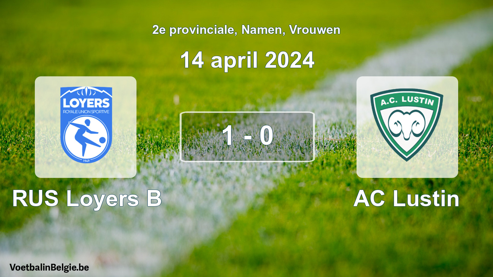 Gespeelde wedstrijd vrouwenvoetbal: RUS Loyers B - AC Lustin 1 - 0 (14 april 2024)