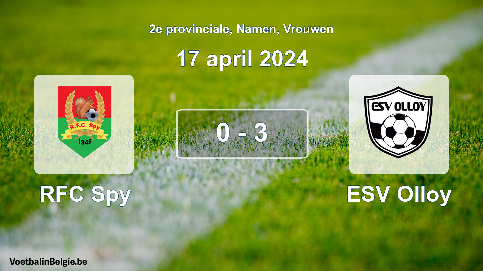 Gespeelde wedstrijd vrouwenvoetbal: RFC Spy - ESV Olloy 0 - 3 (17 april 2024)