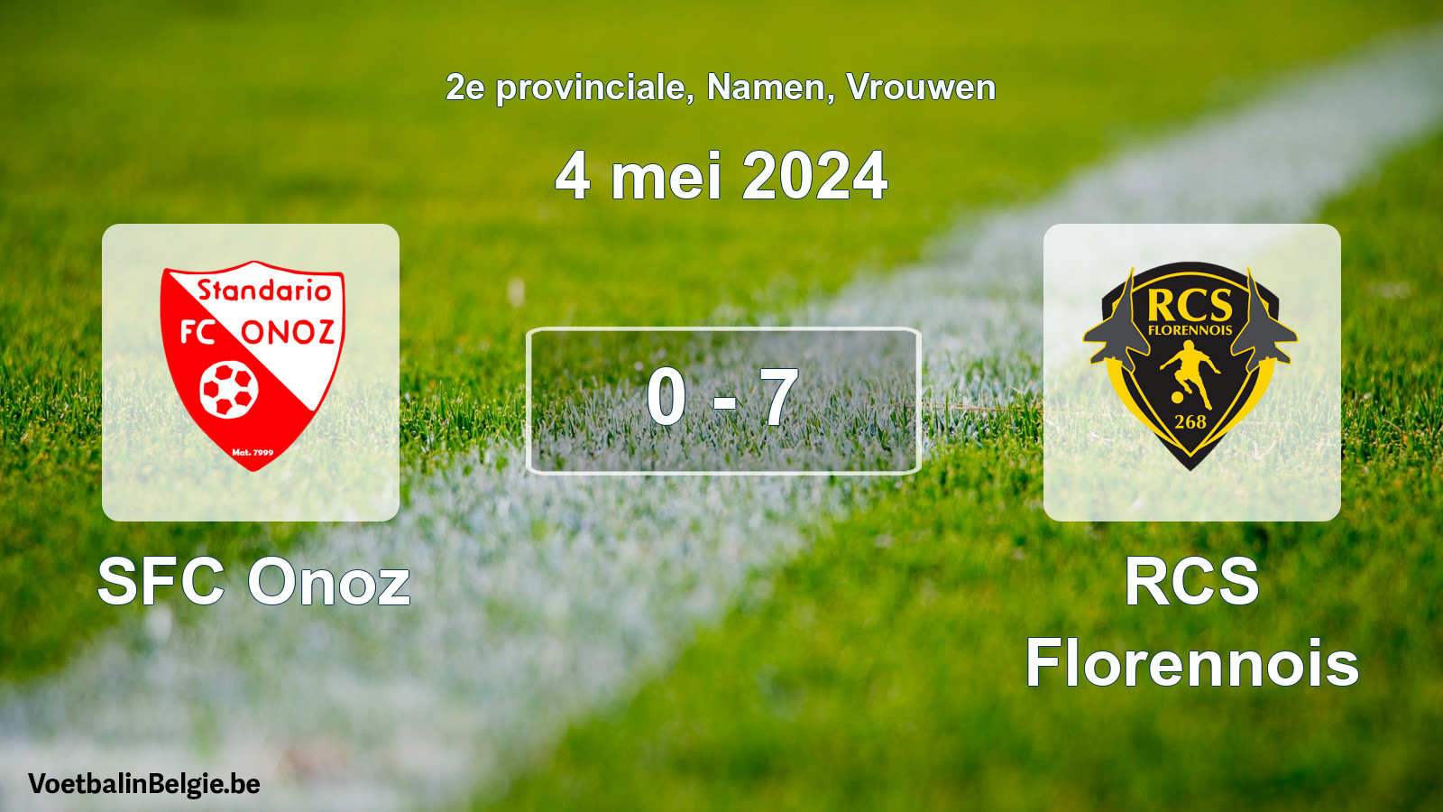 Gespeelde wedstrijd vrouwenvoetbal: SFC Onoz - RCS Florennois 0 - 7 (4 mei 2024)