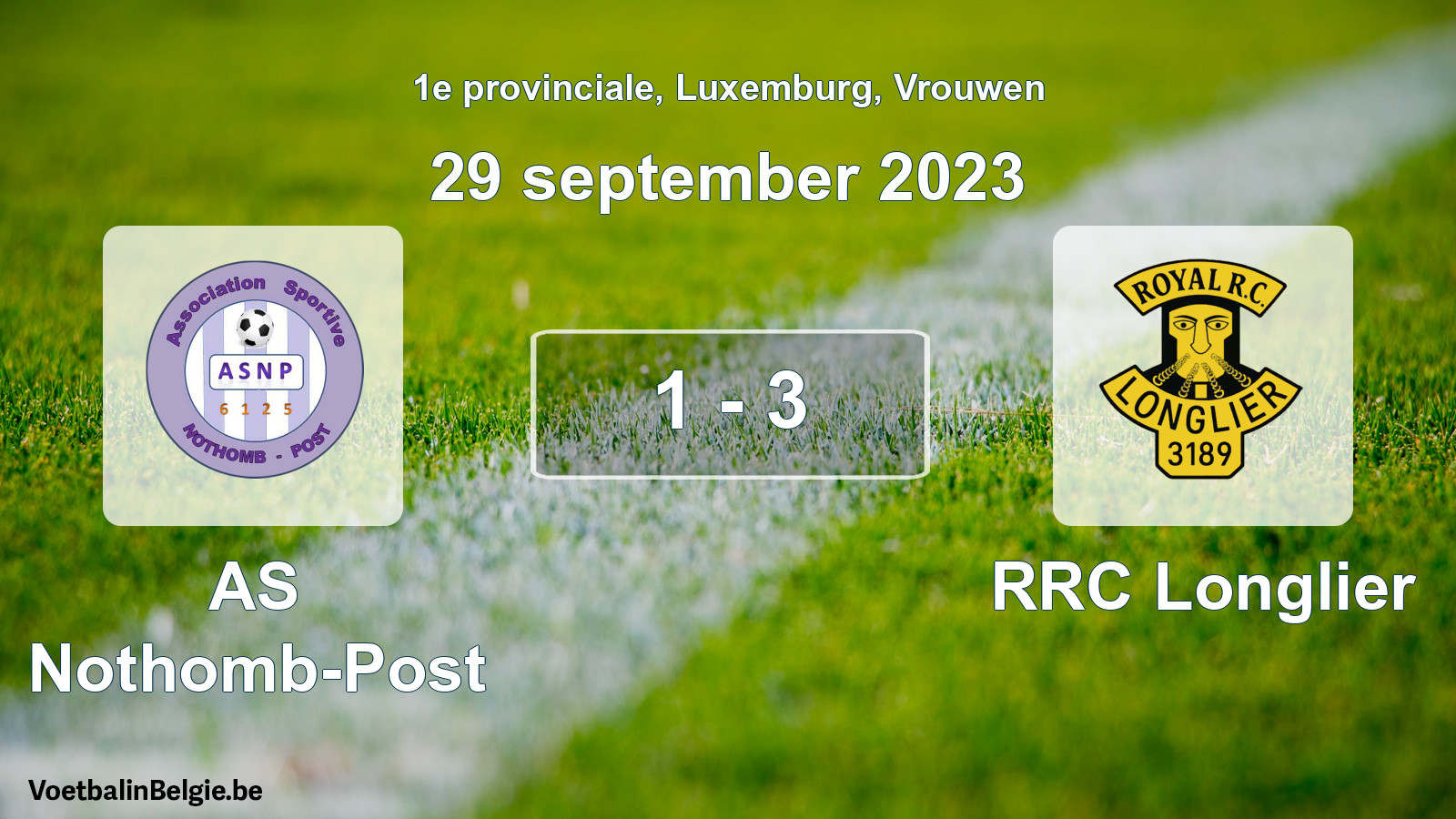 Gespeelde wedstrijd vrouwenvoetbal: AS Nothomb-Post - RRC Longlier 1 - 3 (29 september 2023)