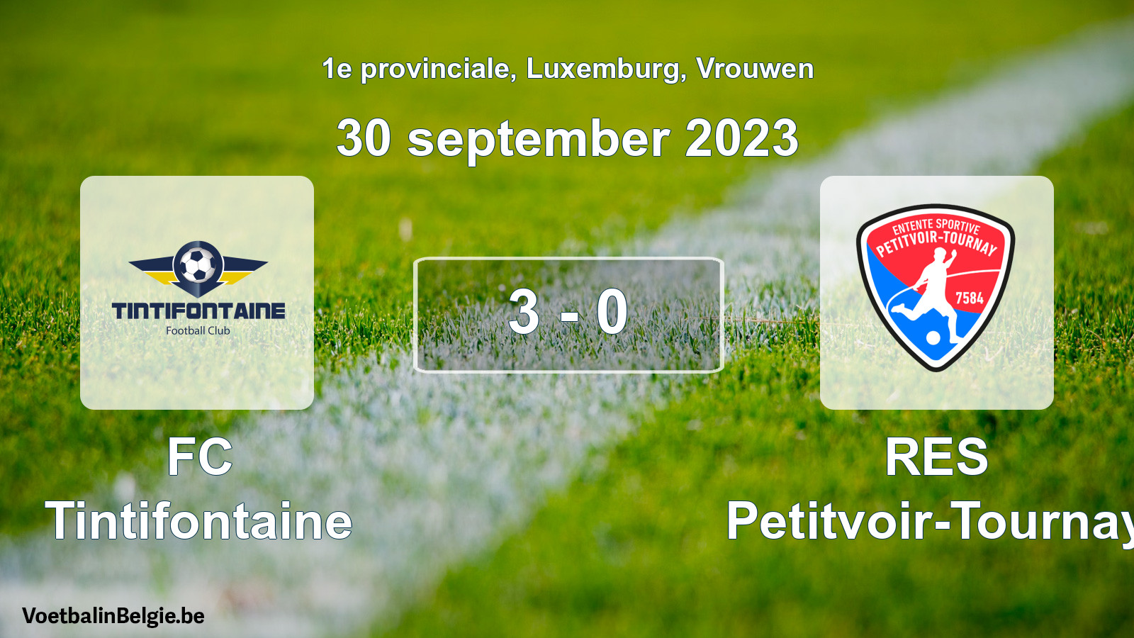 Gespeelde wedstrijd vrouwenvoetbal: FC Tintifontaine - RES Petitvoir-Tournay 3 - 0 (30 september 2023)