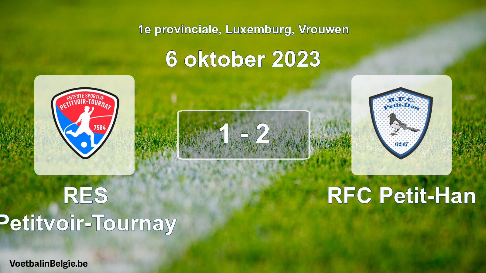 Gespeelde wedstrijd vrouwenvoetbal: RES Petitvoir-Tournay - RFC Petit-Han 1 - 2 (6 oktober 2023)