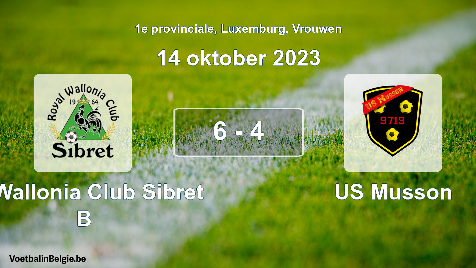 Gespeelde wedstrijd vrouwenvoetbal: R. Wallonia Club Sibret B - US Musson 6 - 4 (14 oktober 2023)