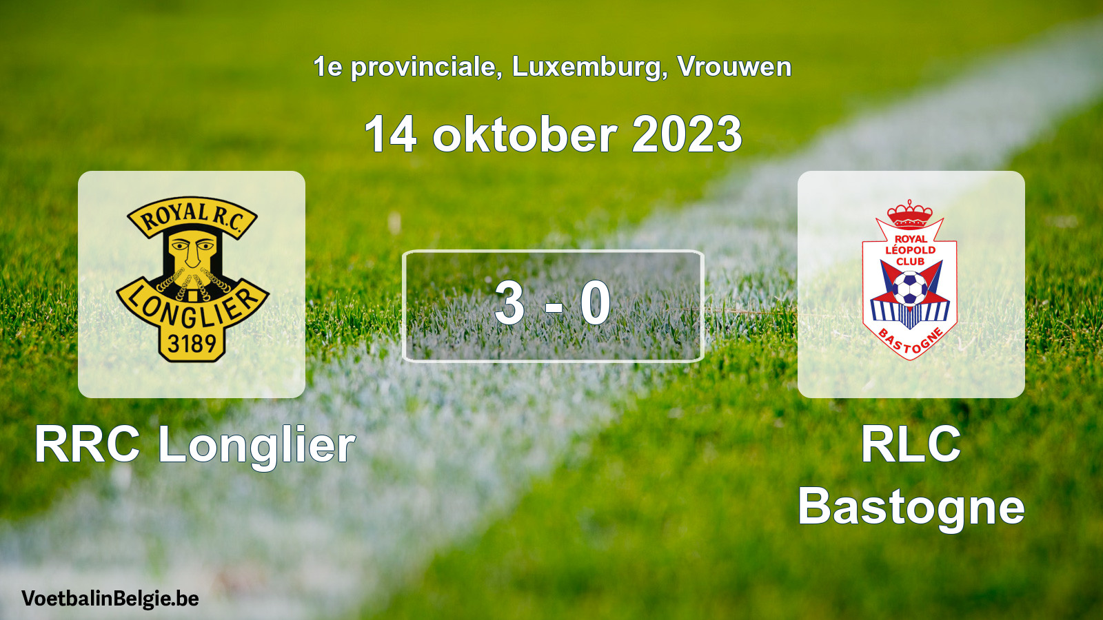 Gespeelde wedstrijd vrouwenvoetbal: RRC Longlier - RLC Bastogne 3 - 0 (14 oktober 2023)