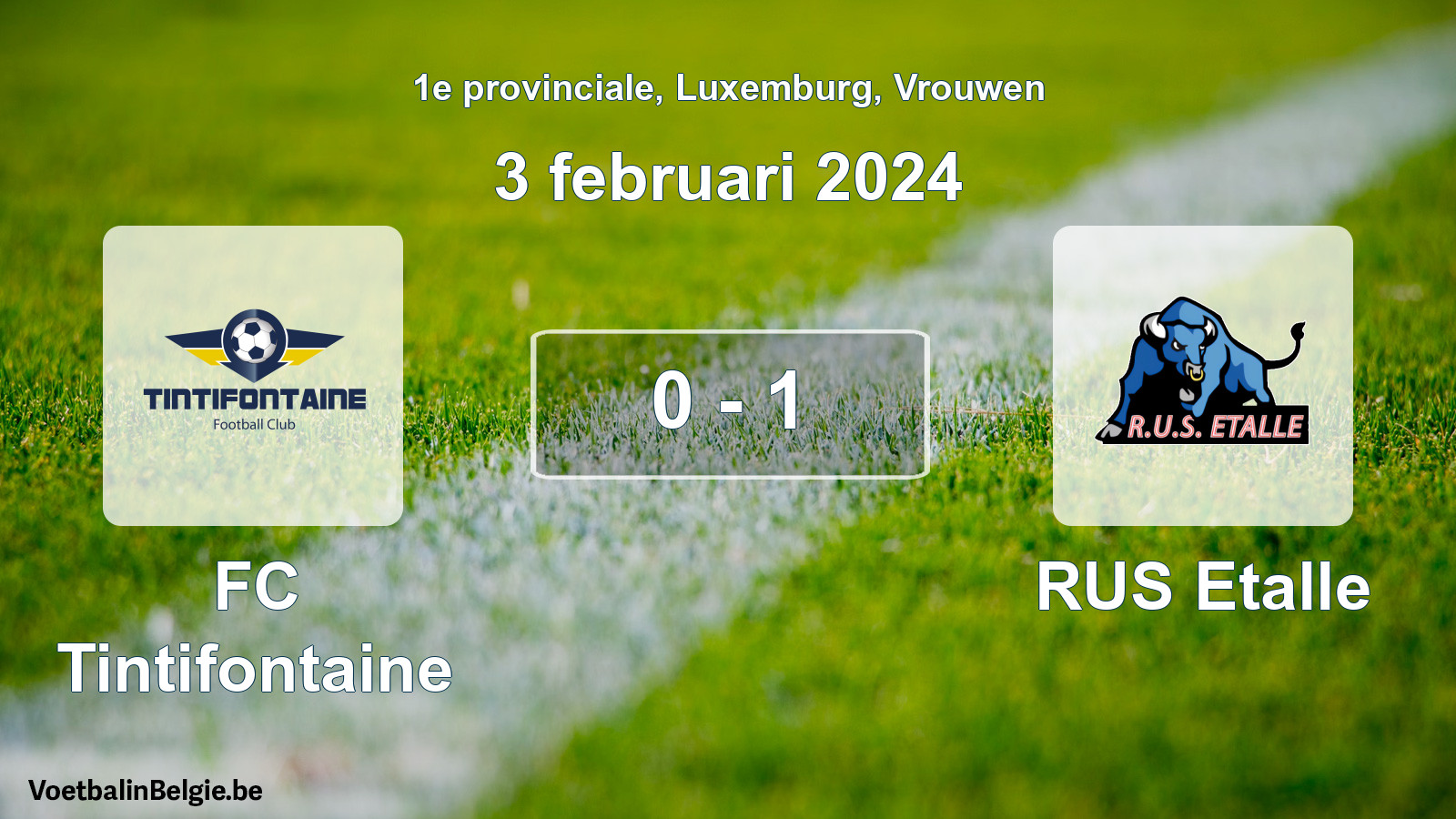 Gespeelde wedstrijd vrouwenvoetbal: FC Tintifontaine - RUS Etalle 0 - 1 (3 februari 2024)