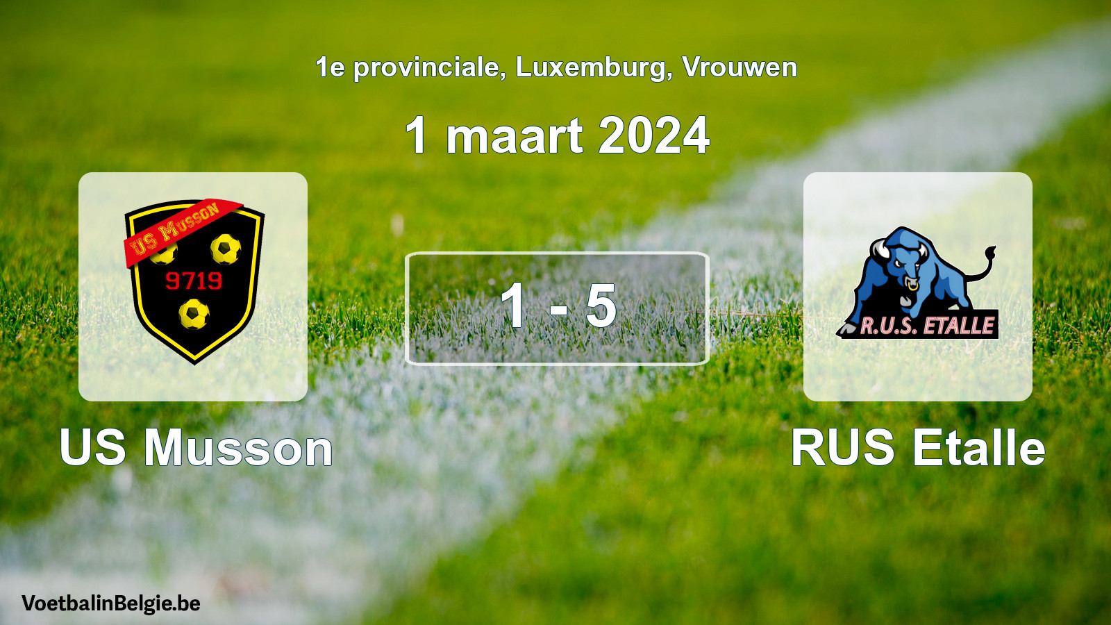 Gespeelde wedstrijd vrouwenvoetbal: US Musson - RUS Etalle 1 - 5 (1 maart 2024)