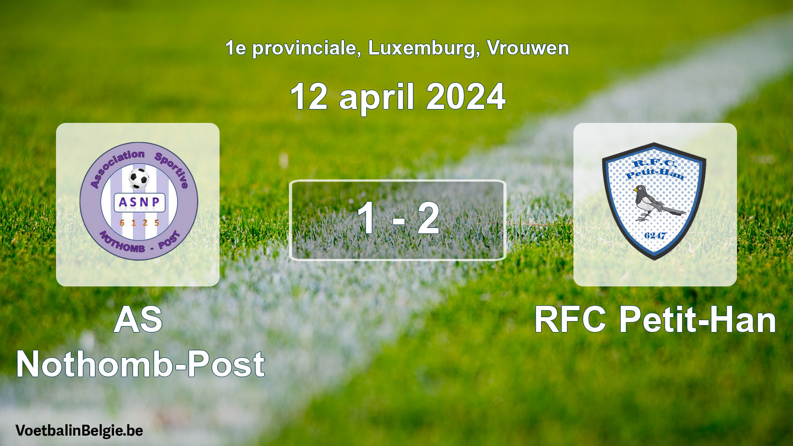 Gespeelde wedstrijd vrouwenvoetbal: AS Nothomb-Post - RFC Petit-Han 1 - 2 (12 april 2024)