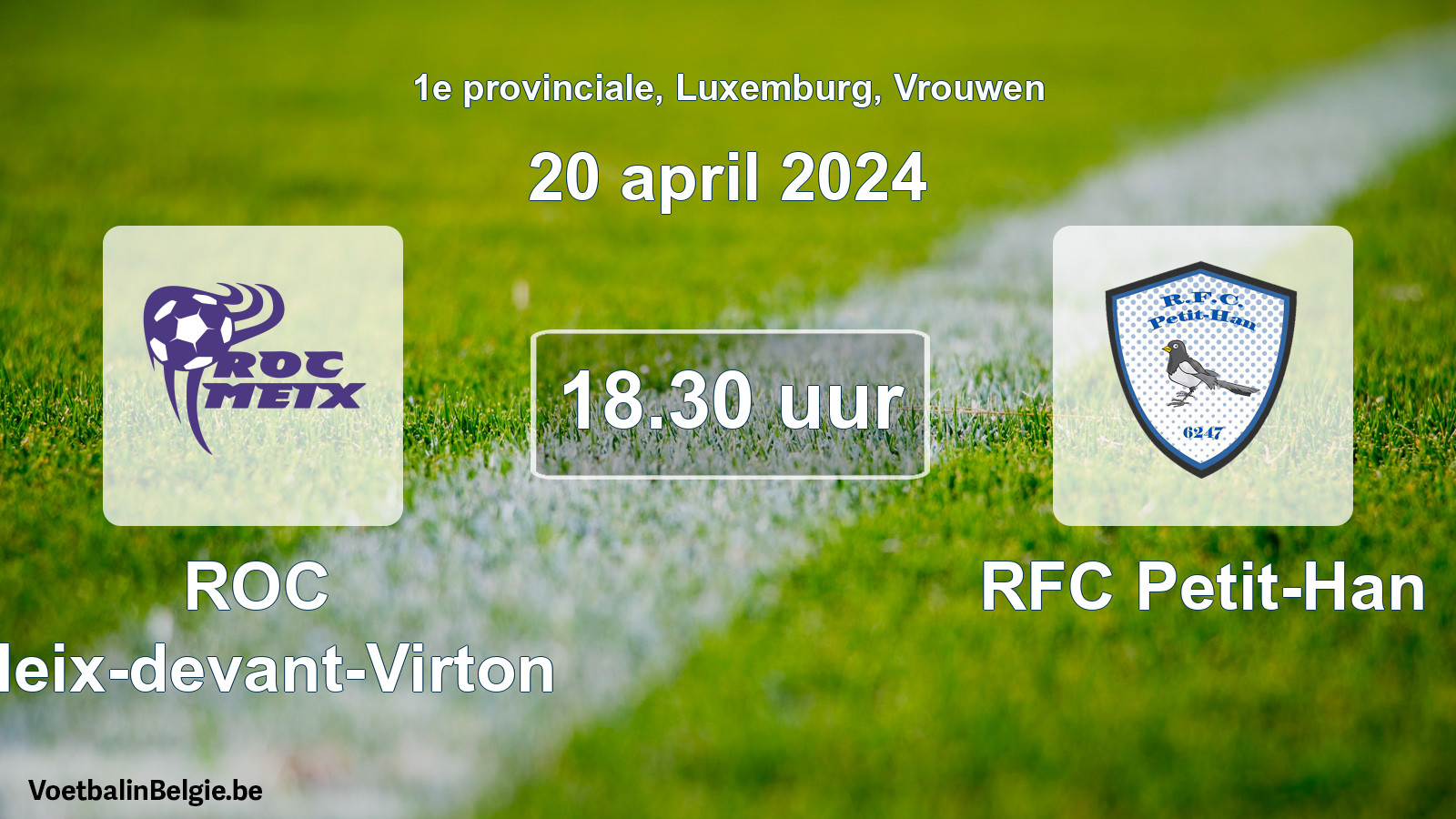 Match prévu football femmes: ROC Meix-devant-Virton - RFC Petit-Han (20 avril 2024)