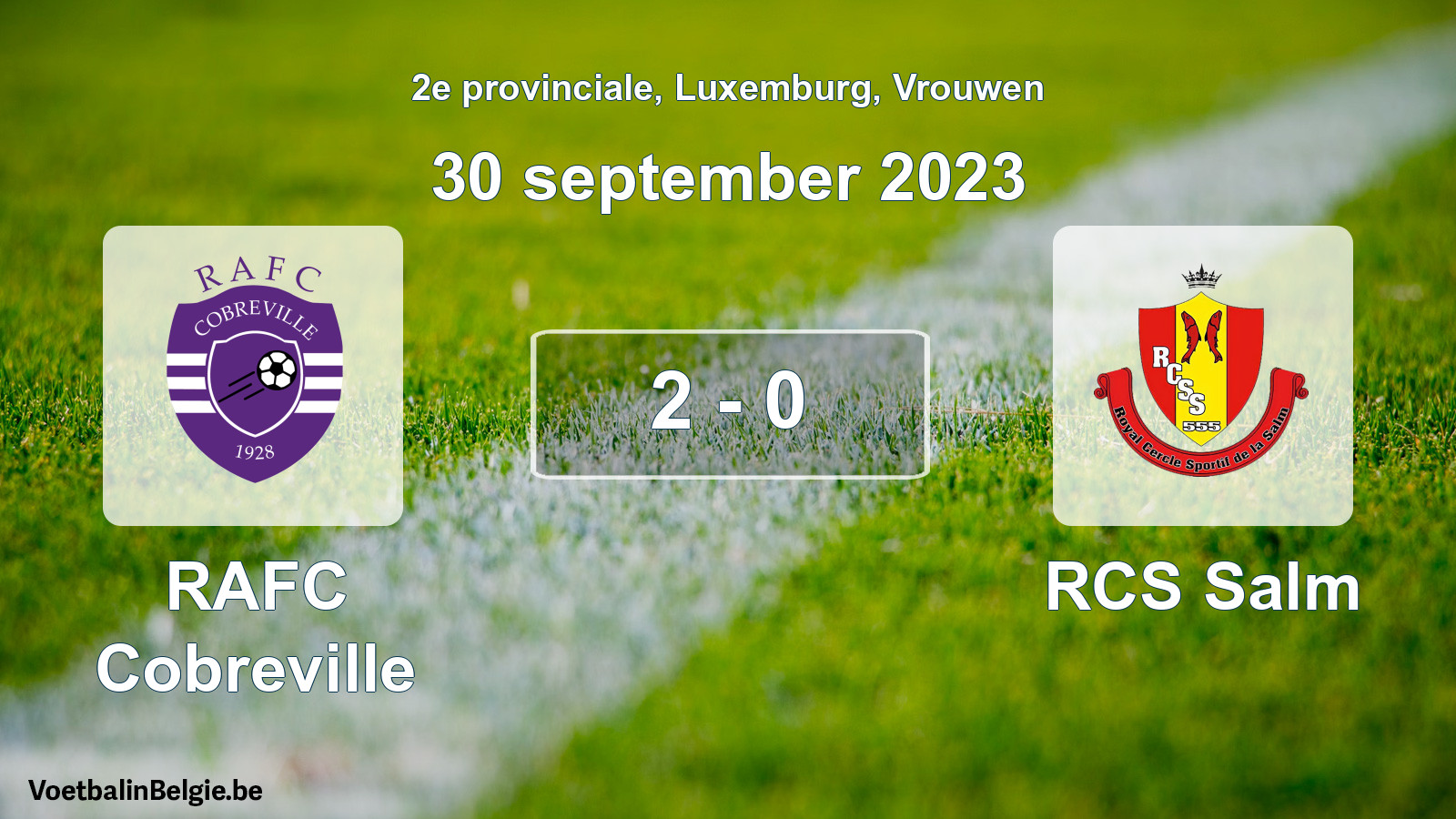 Gespeelde wedstrijd vrouwenvoetbal: RAFC Cobreville - RCS Salm 2 - 0 (30 september 2023)