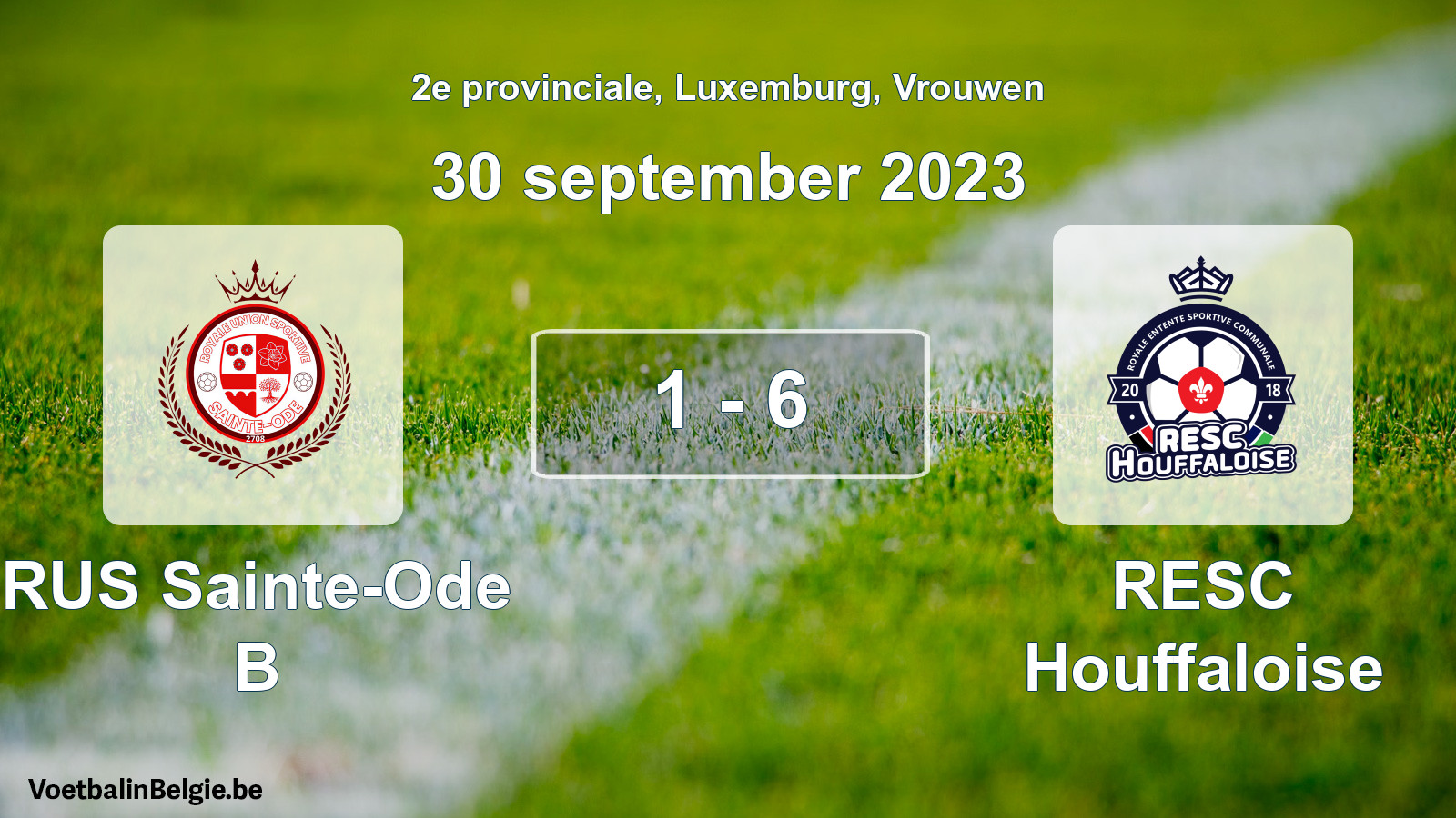 Gespeelde wedstrijd vrouwenvoetbal: RUS Sainte-Ode B - RESC Houffaloise 1 - 6 (30 september 2023)