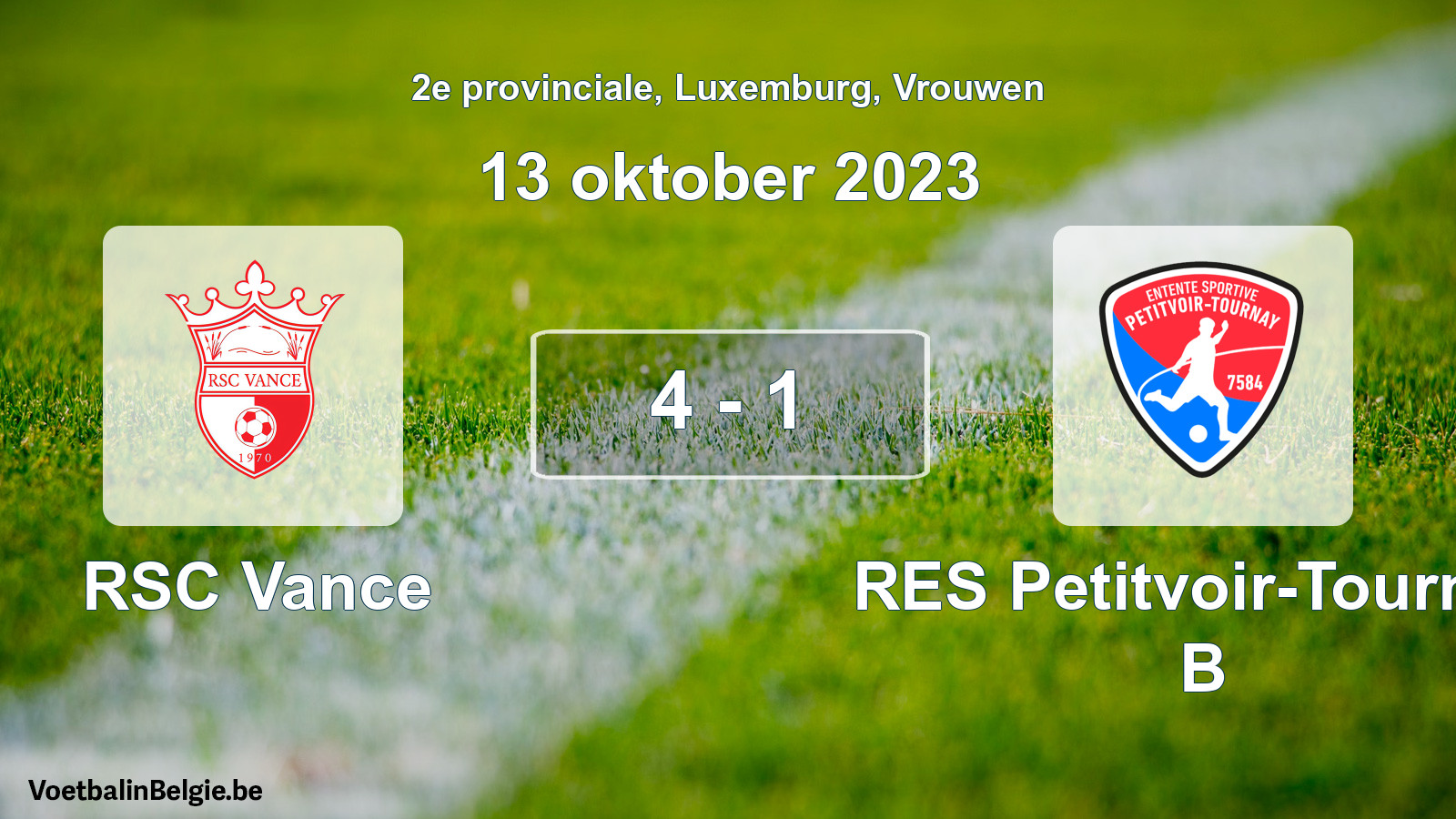Gespeelde wedstrijd vrouwenvoetbal: RSC Vance - RES Petitvoir-Tournay B 4 - 1 (13 oktober 2023)