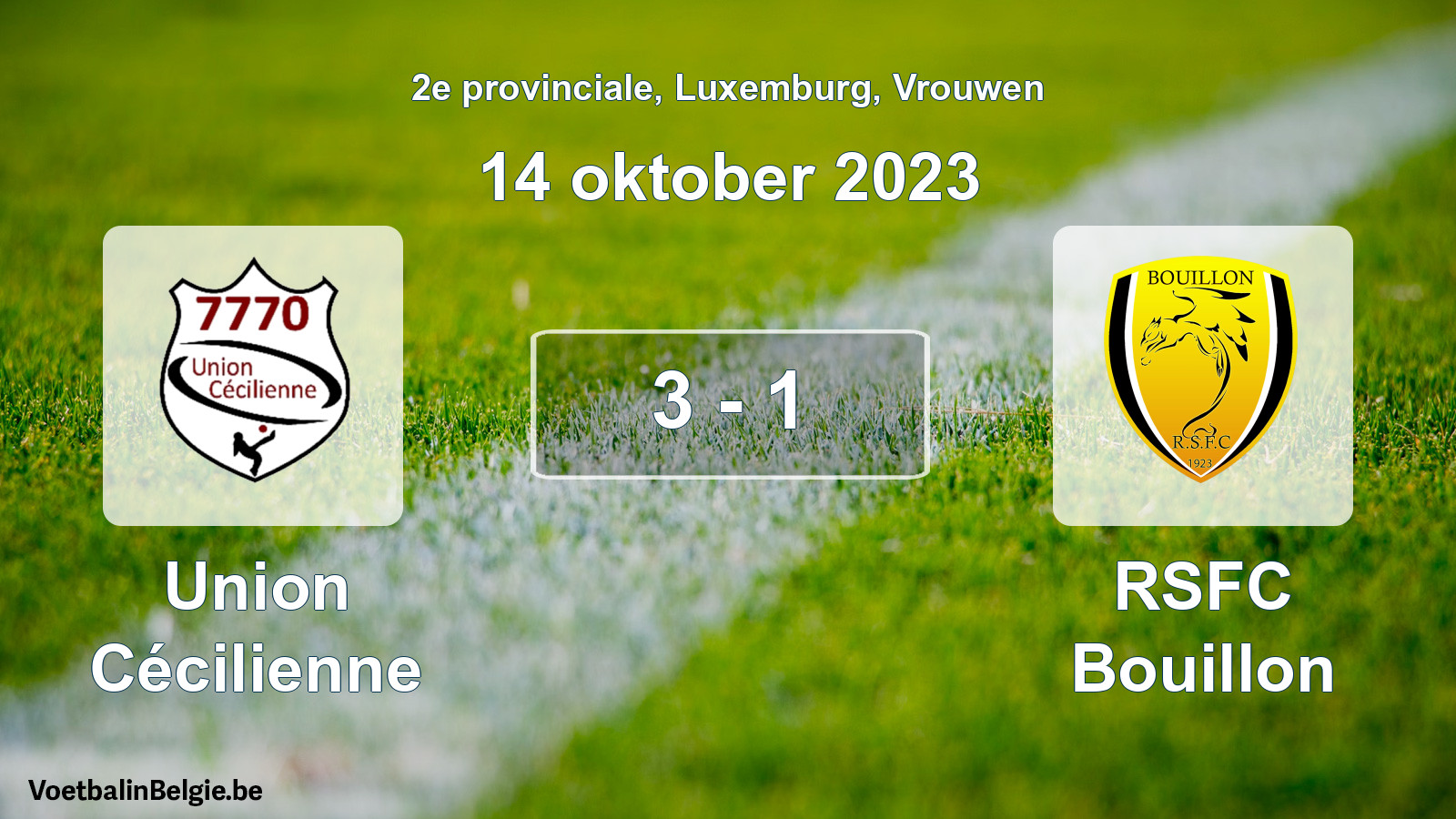 Gespeelde wedstrijd vrouwenvoetbal: Union Cécilienne - RSFC Bouillon 3 - 1 (14 oktober 2023)