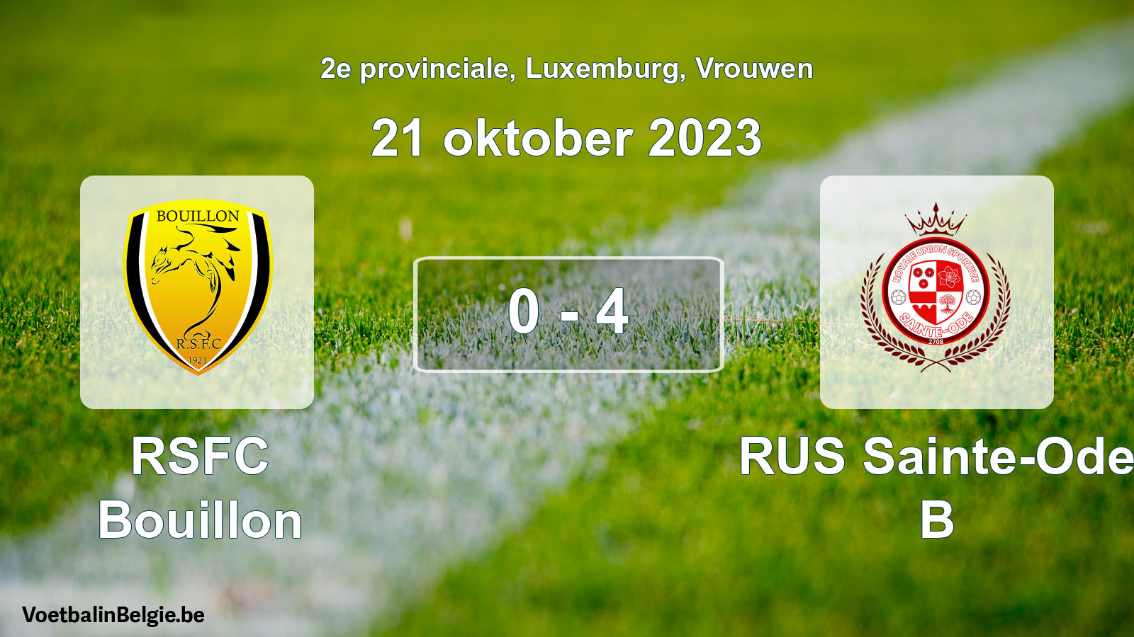 Gespeelde wedstrijd vrouwenvoetbal: RSFC Bouillon - RUS Sainte-Ode B 0 - 4 (21 oktober 2023)