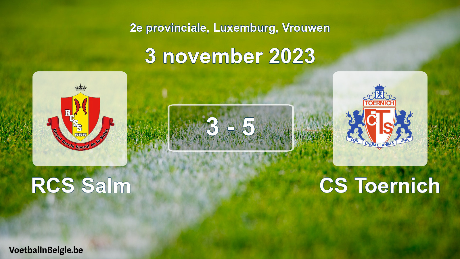 Gespeelde wedstrijd vrouwenvoetbal: RCS Salm - CS Toernich 3 - 5 (3 november 2023)