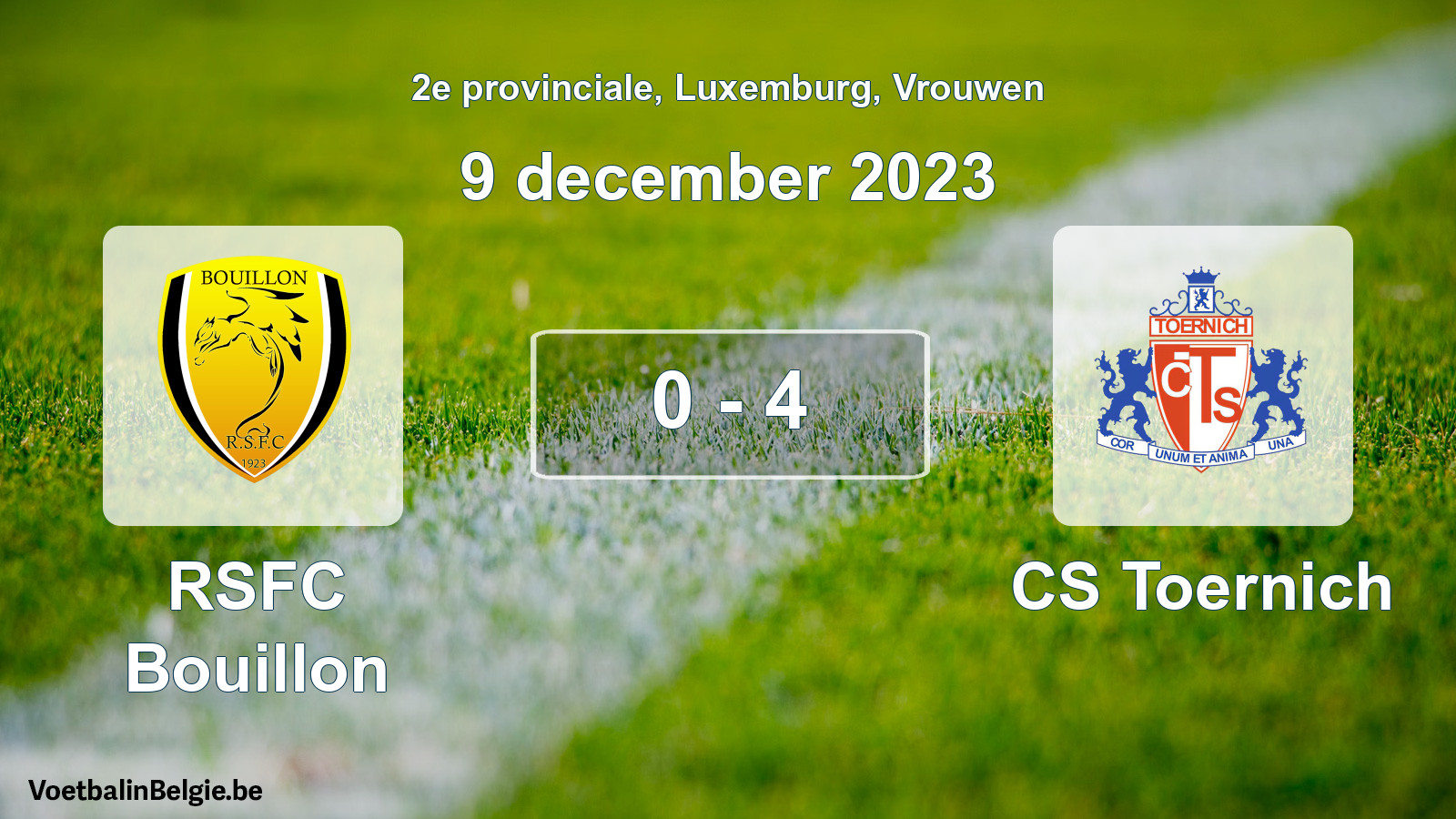 Played match women football: RSFC Bouillon - CS Toernich 0 - 4 (9 December 2023)