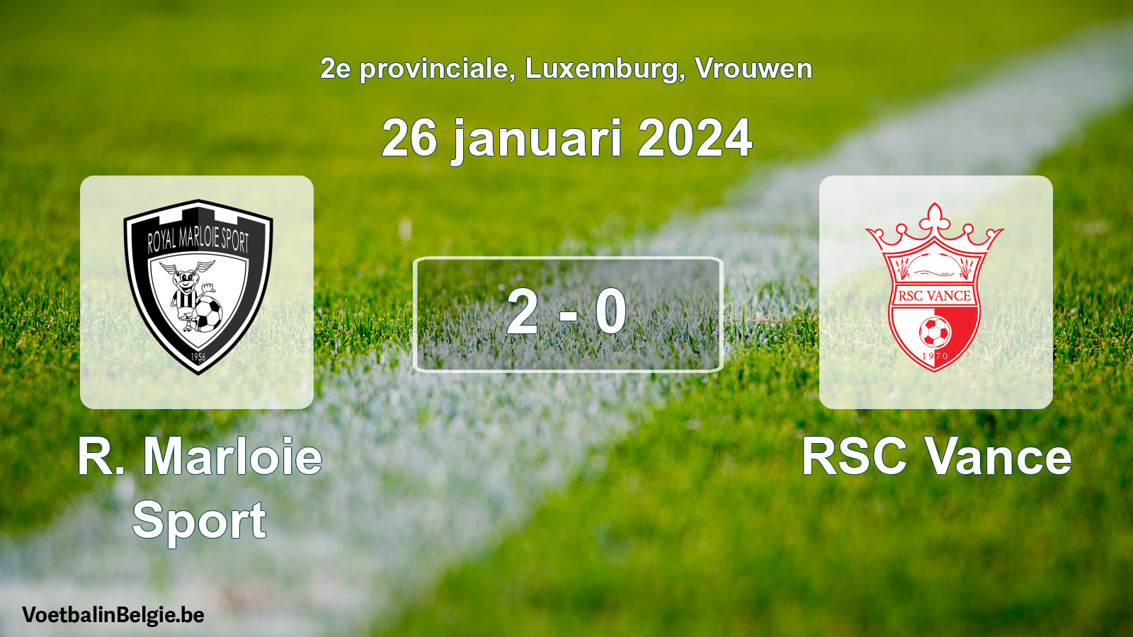 Gespeelde wedstrijd vrouwenvoetbal: R. Marloie Sport - RSC Vance 2 - 0 (26 januari 2024)