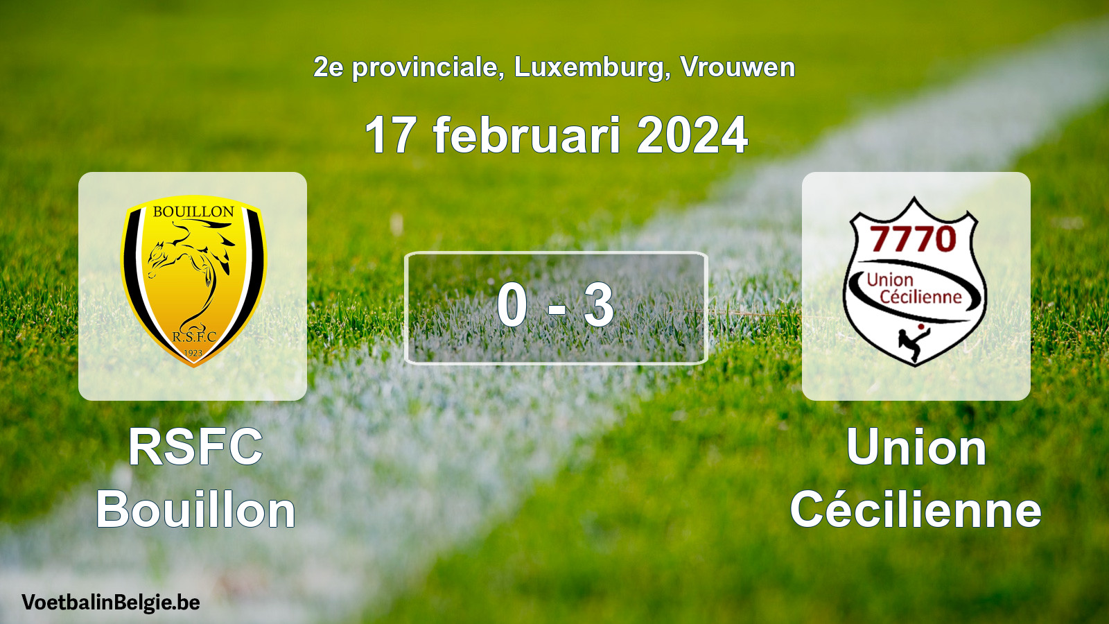 Gespeelde wedstrijd vrouwenvoetbal: RSFC Bouillon - Union Cécilienne 0 - 3 (17 februari 2024)