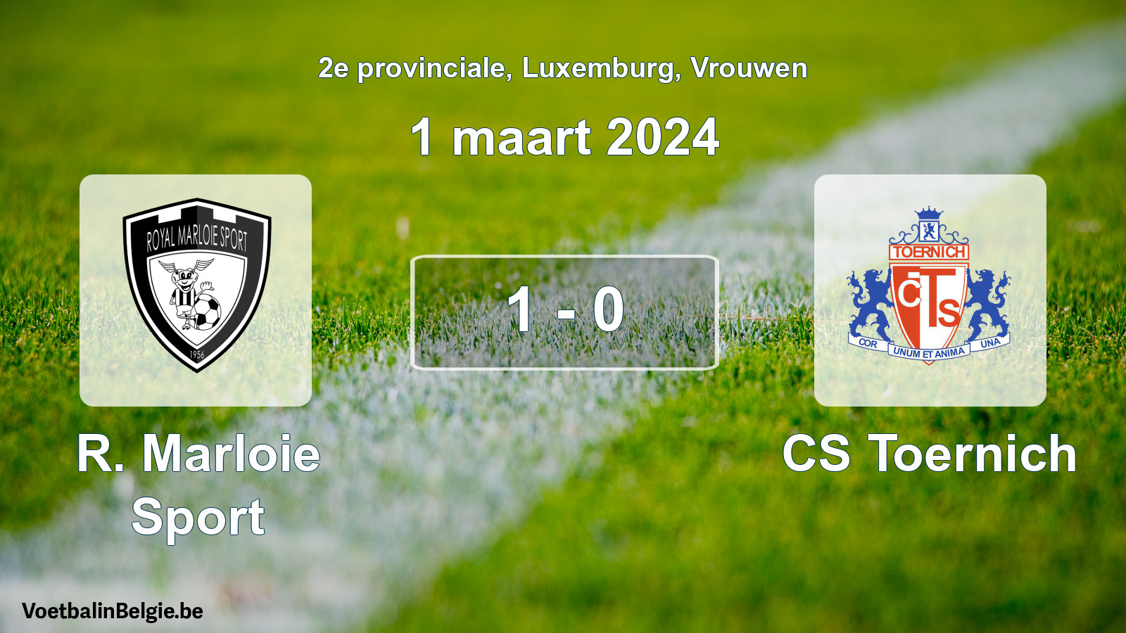 Gespeelde wedstrijd vrouwenvoetbal: R. Marloie Sport - CS Toernich 1 - 0 (1 maart 2024)