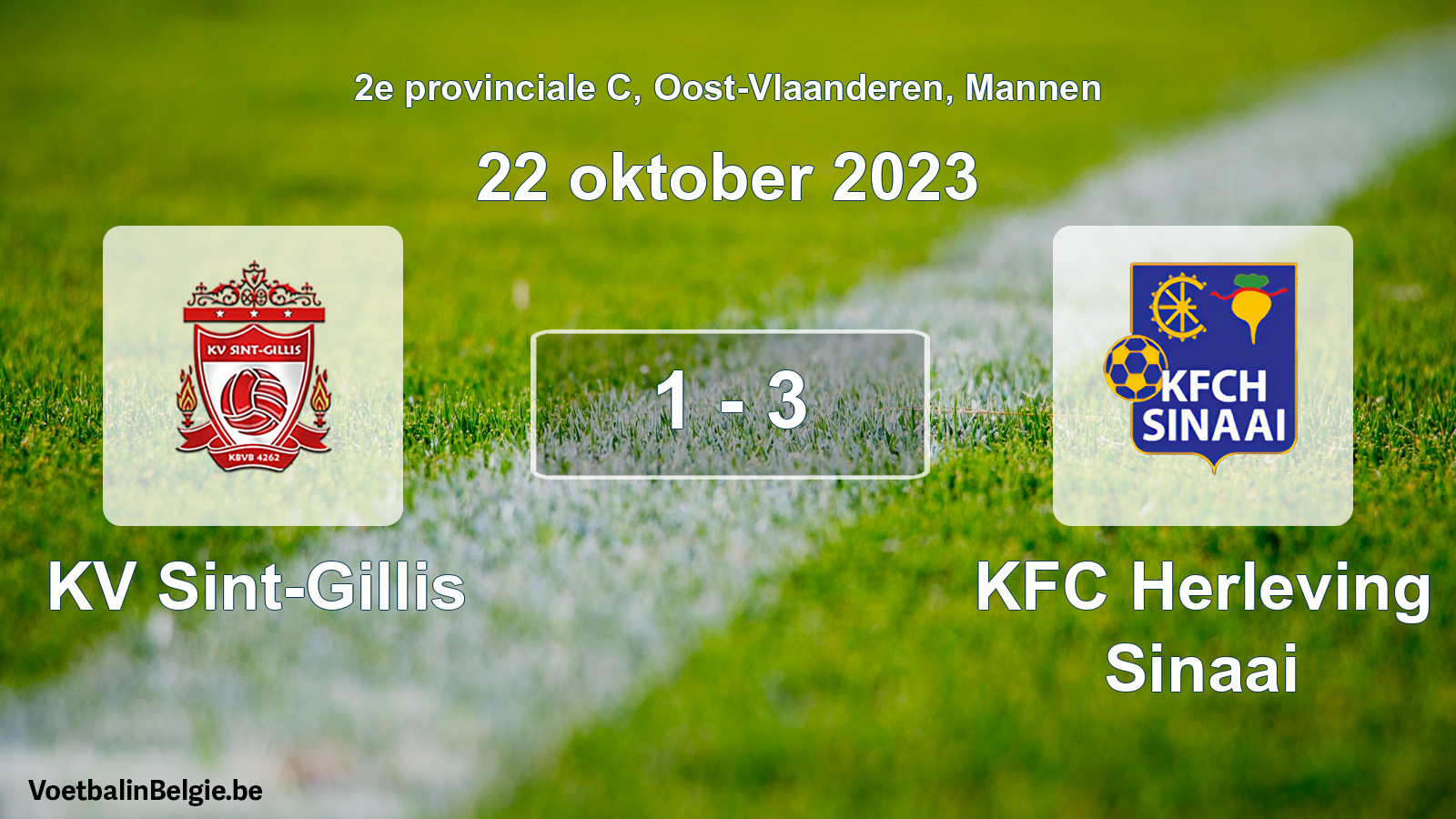 Gespeelde wedstrijd mannenvoetbal: KV Sint-Gillis - KFC Herleving Sinaai 1 - 3 (22 oktober 2023)