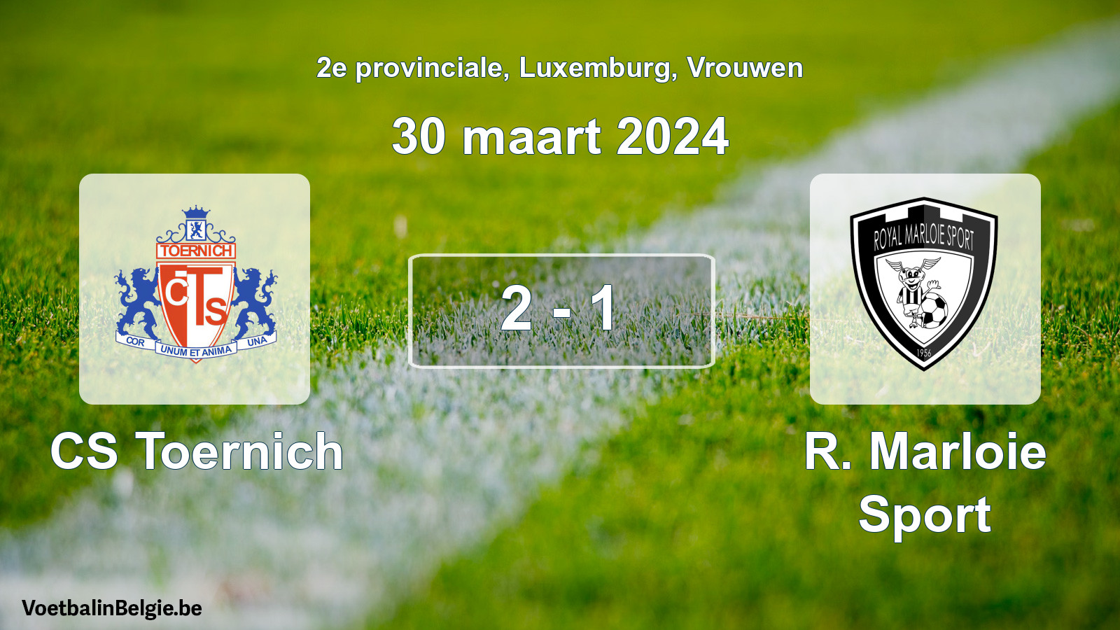Gespeelde wedstrijd vrouwenvoetbal: CS Toernich - R. Marloie Sport 2 - 1 (30 maart 2024)