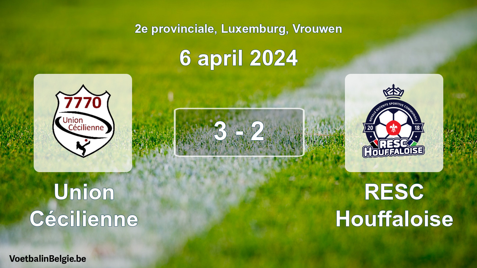 Gespeelde wedstrijd vrouwenvoetbal: Union Cécilienne - RESC Houffaloise 3 - 2 (6 april 2024)