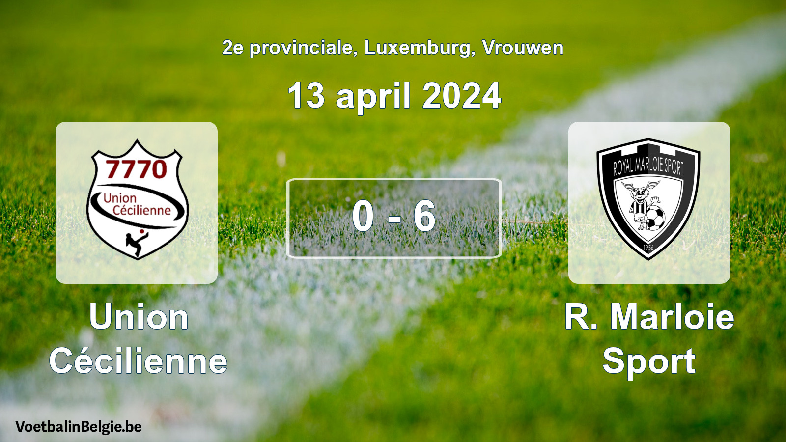Gespeelde wedstrijd vrouwenvoetbal: Union Cécilienne - R. Marloie Sport 0 - 6 (13 april 2024)