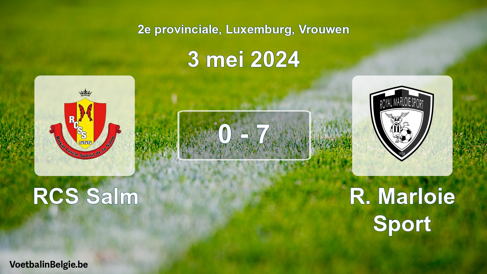 Gespeelde wedstrijd vrouwenvoetbal: RCS Salm - R. Marloie Sport 0 - 7 (3 mei 2024)