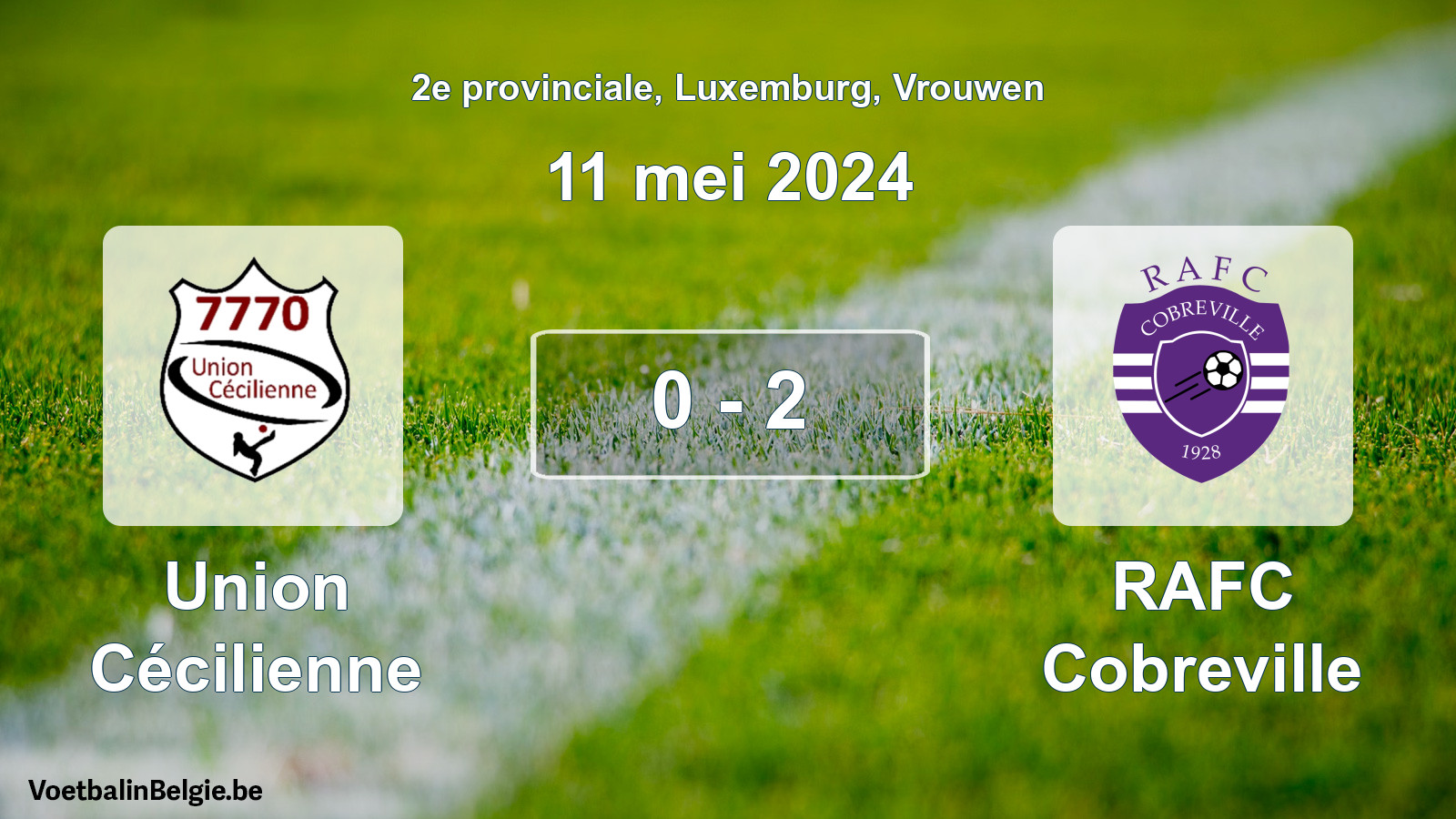 Gespeelde wedstrijd vrouwenvoetbal: Union Cécilienne - RAFC Cobreville 0 - 2 (11 mei 2024)