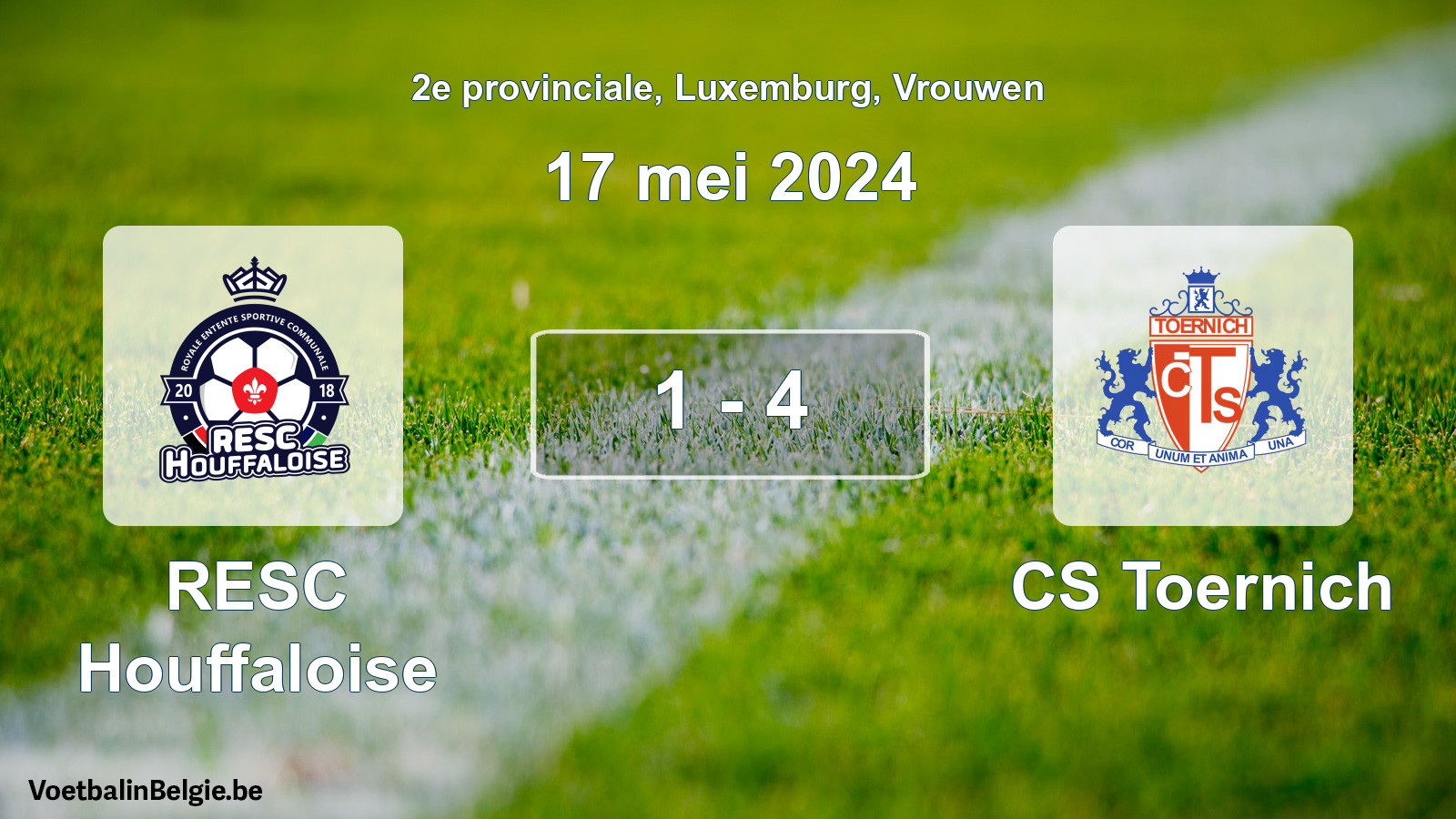 Gespeelde wedstrijd vrouwenvoetbal: RESC Houffaloise - CS Toernich 1 - 4 (17 mei 2024)
