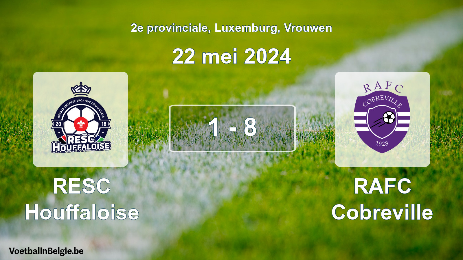 Gespeelde wedstrijd vrouwenvoetbal: RESC Houffaloise - RAFC Cobreville 1 - 8 (22 mei 2024)