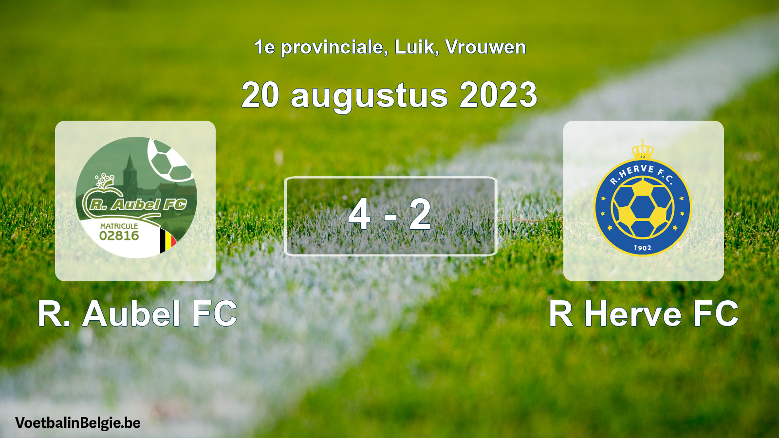 Gespeelde wedstrijd vrouwenvoetbal: R. Aubel FC - R Herve FC 4 - 2 (20 augustus 2023)