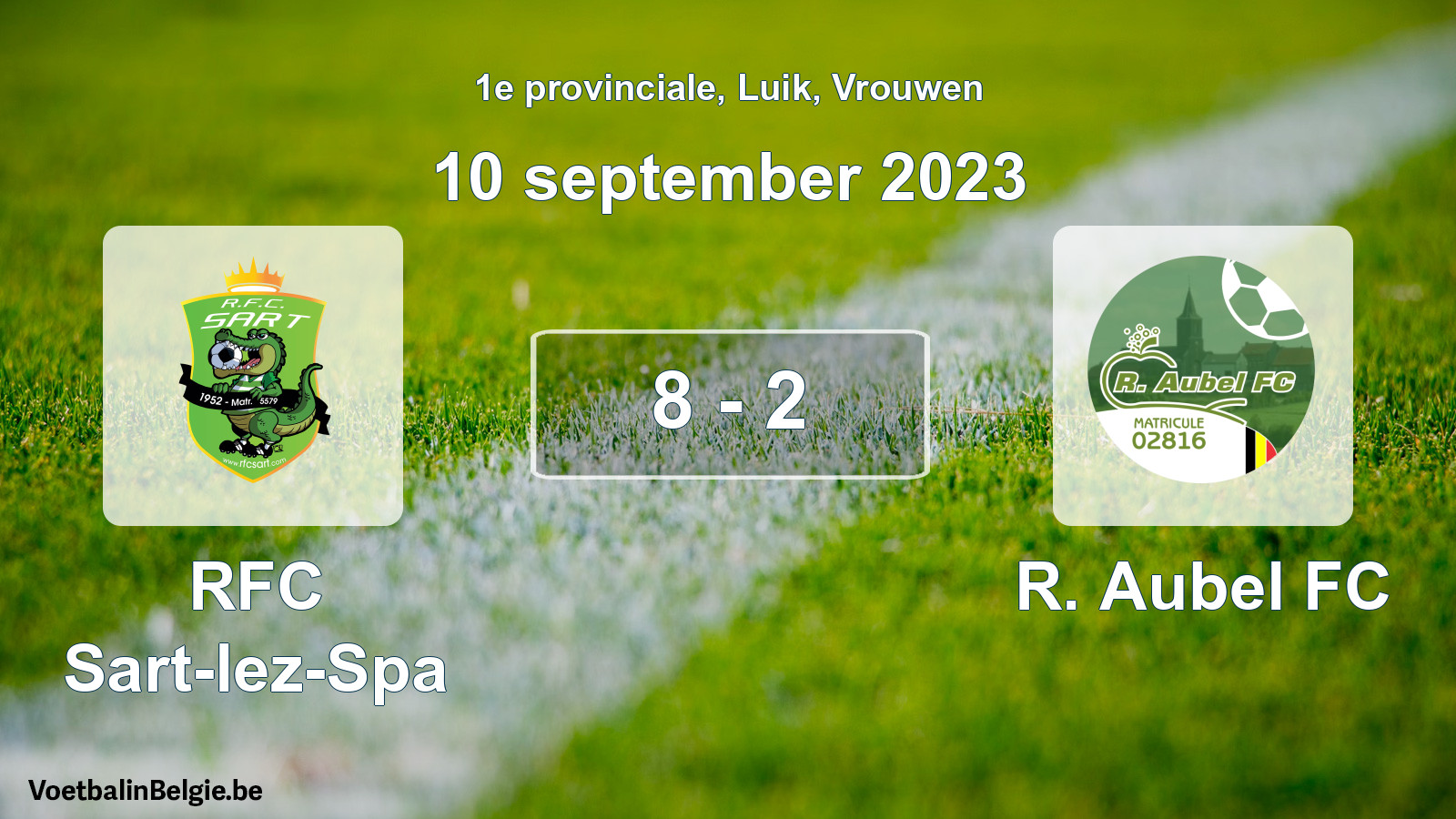Gespeelde wedstrijd vrouwenvoetbal: RFC Sart-lez-Spa - R. Aubel FC 8 - 2 (10 september 2023)